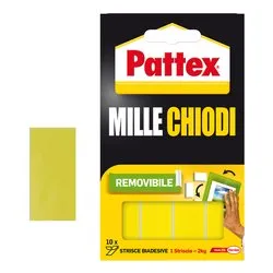 Nastro biadesivo striscia removibile 10 pz (40mm x 20mm) per uso interno MILLE CHIODI Bianco 1415614 - immagine 1