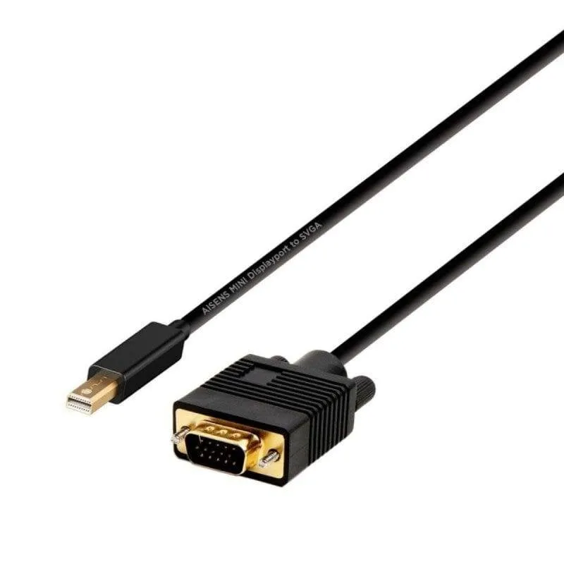 Adattatore video Aisens A125-0362 Mini DisplayPort VGA 2m Oro 24K Nero - immagine 1