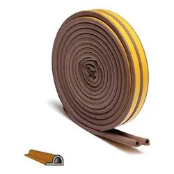 Paraspifferi adesivo sezione a P porte, finestre (5mm x 9mm x 6m) STRIP Marrone 10006 - immagine 1