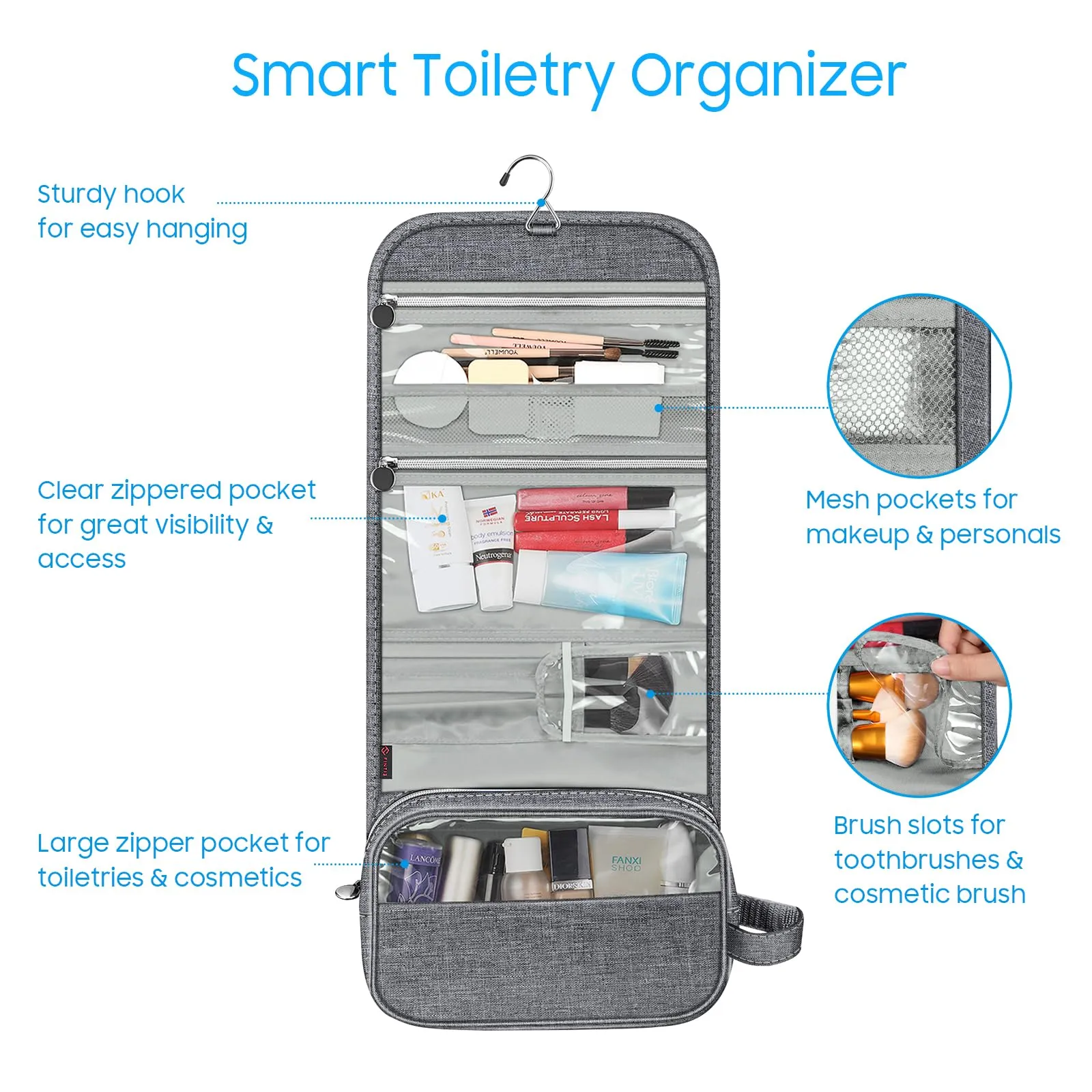 FINTIE Beauty Case da Viaggio Portatile Trucco - immagine 3