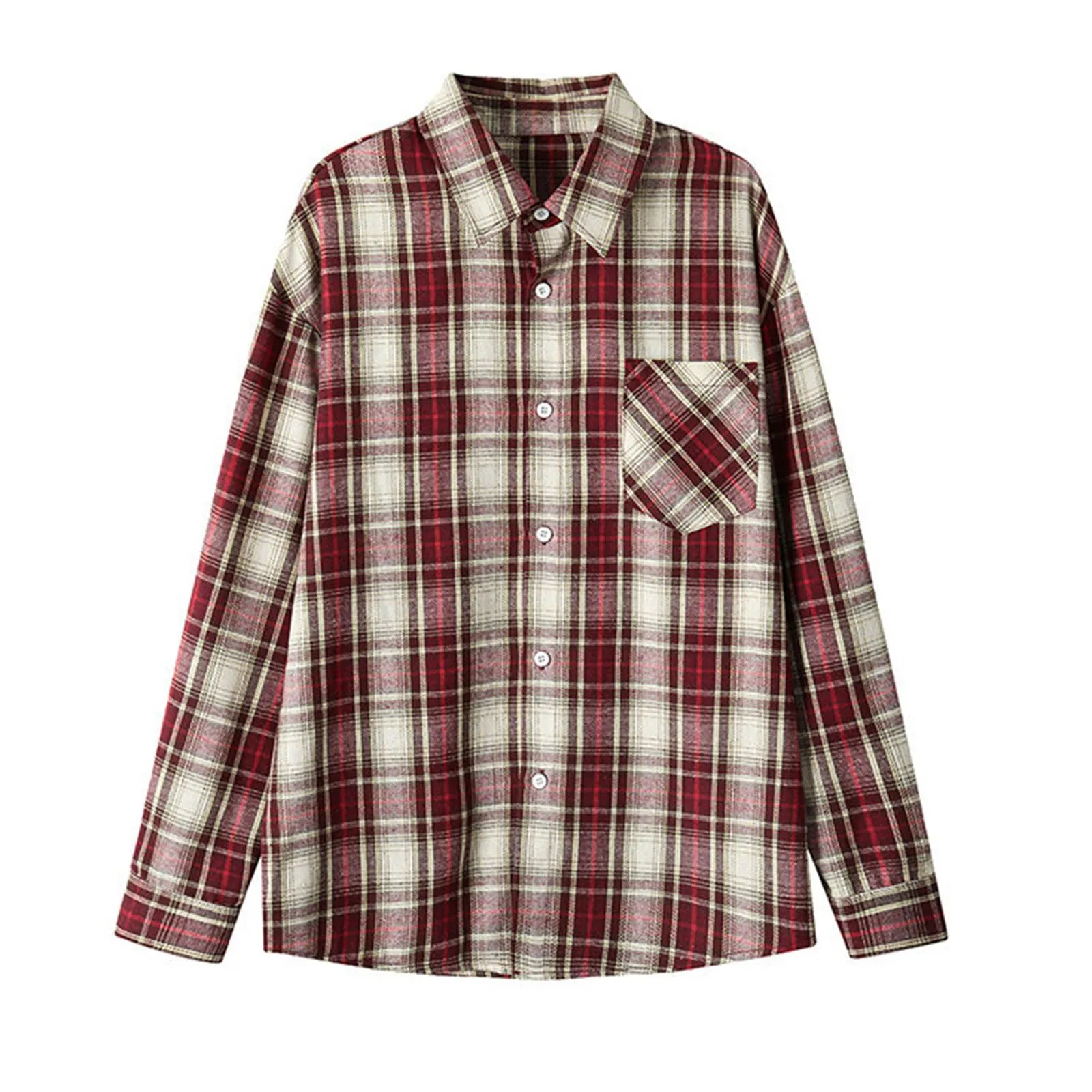 Camicia da lavoro da uomo, Loose Fit, in flanella, a quadri, per l'inverno, per il tempo libero, a maniche lunghe, in lino, S11 rosso, XL - immagine 1