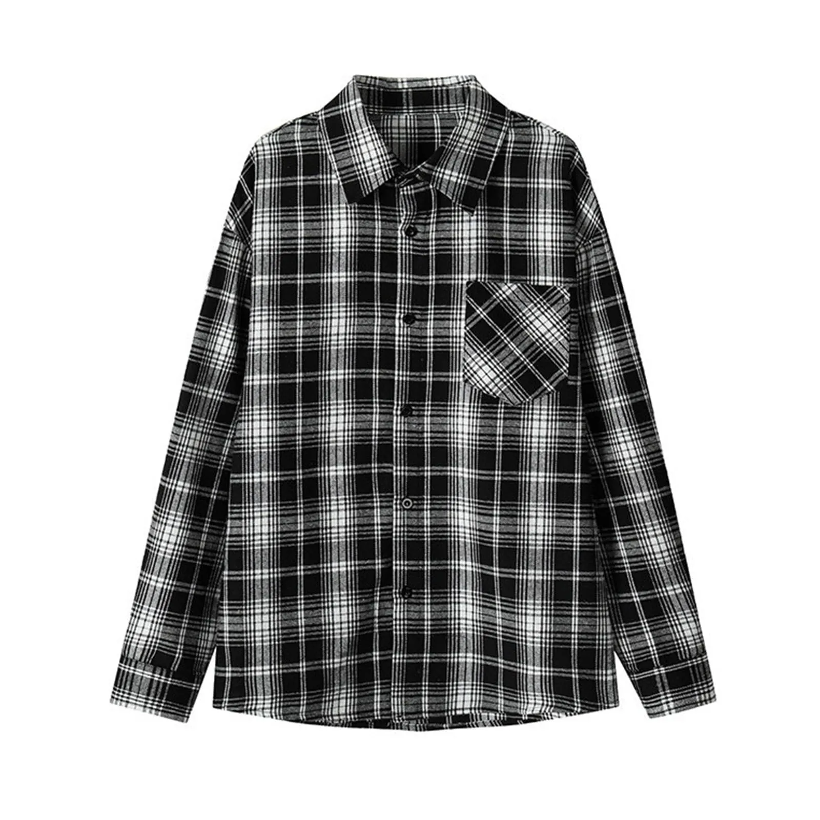 Camicia da lavoro da uomo, Loose Fit, in flanella, a quadri, per l'inverno, per il tempo libero, a maniche lunghe, in lino, L - immagine 1
