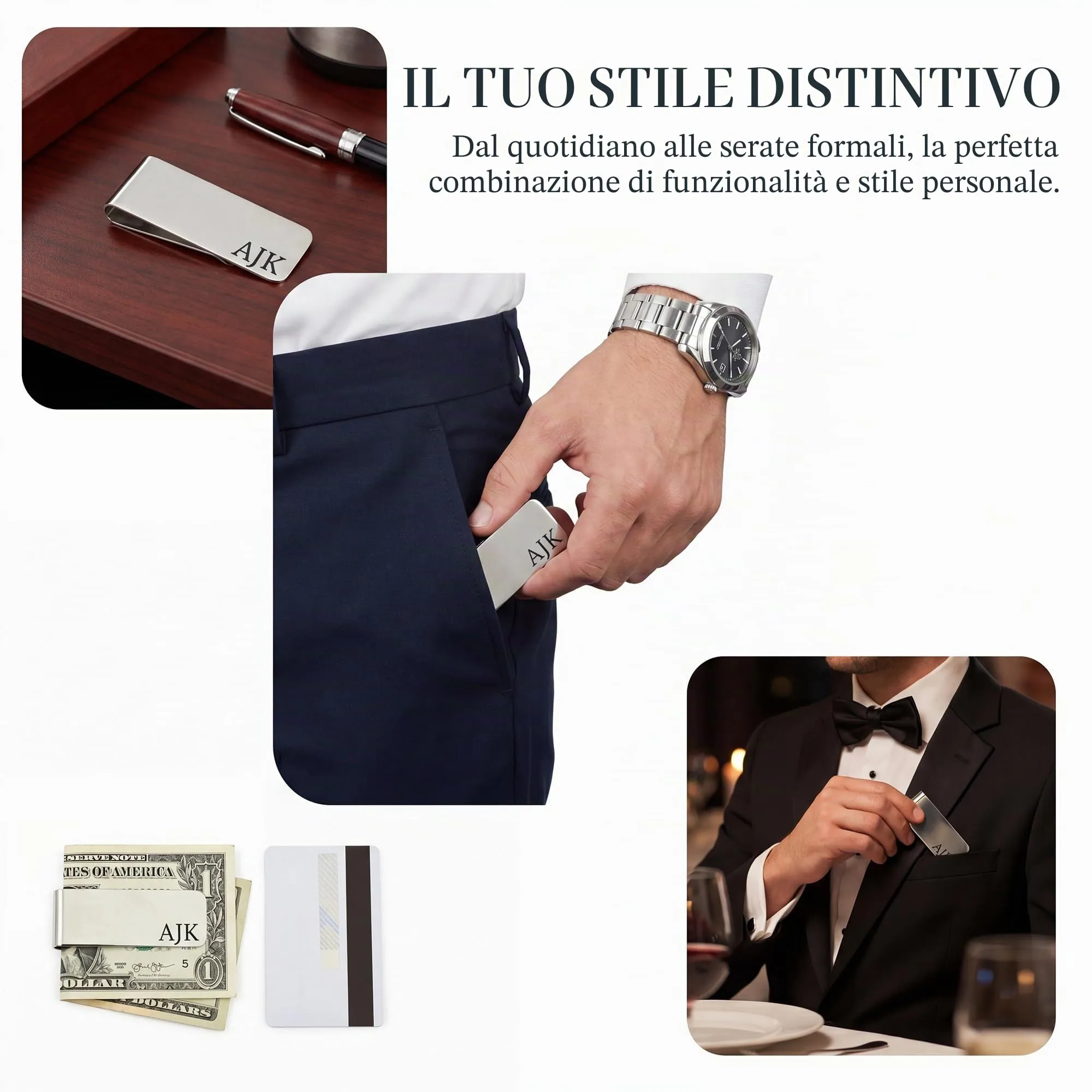 toyofmine Fermasoldi personalizzato da uomo con iniziali incise - immagine 5