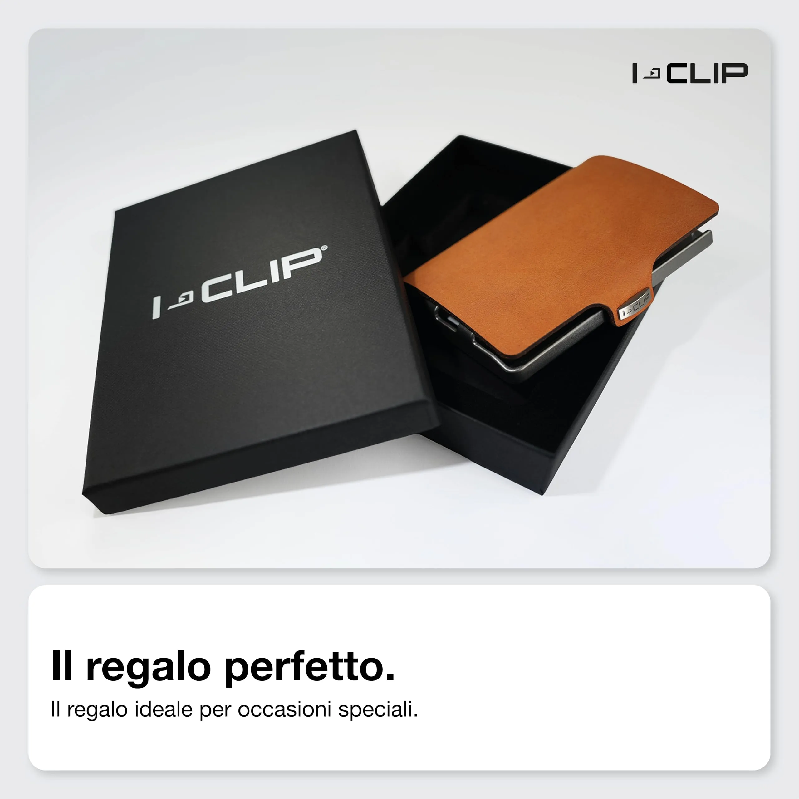 I-CLIP Original Portafoglio Uomo Slim Banconote, Mini Wallet fino a 12 Carte, Ultraleggero con soli 22g, Pelle Liscia Desert, Telaio Argento - immagine 6