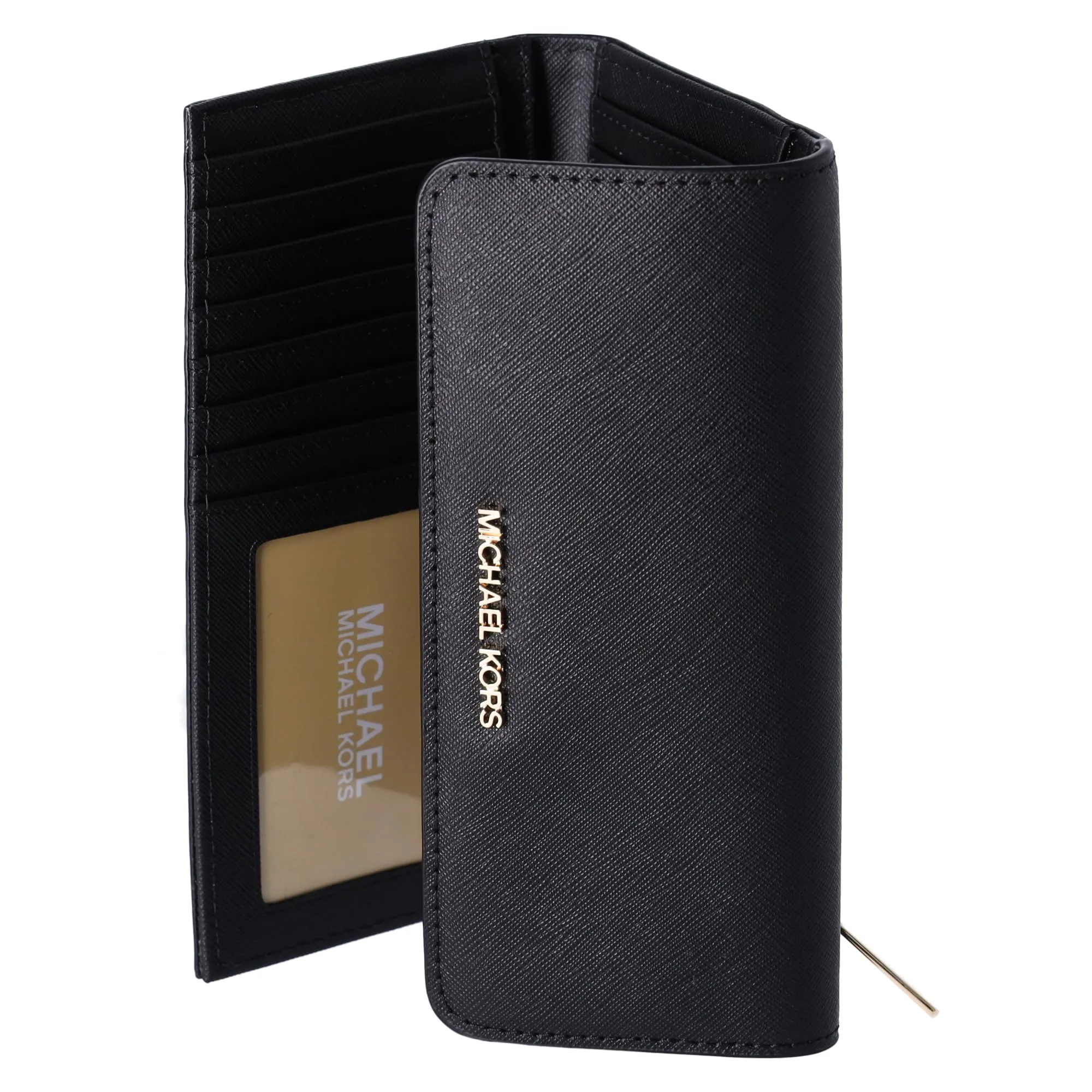 Michael Kors Jet Set - Portafoglio grande da viaggio, pieghevole in tre parti, da donna - nero - Large - immagine 4