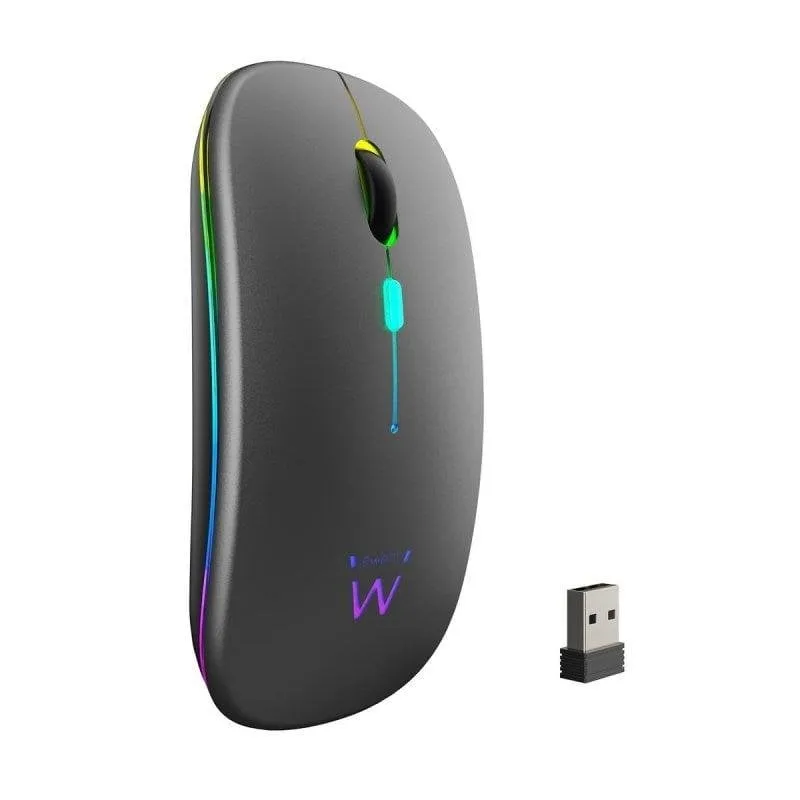 Mouse Ewent EW3242 Bluetooth 5.2 1600 DPI Nero Grigio RGB Silenzioso - immagine 1