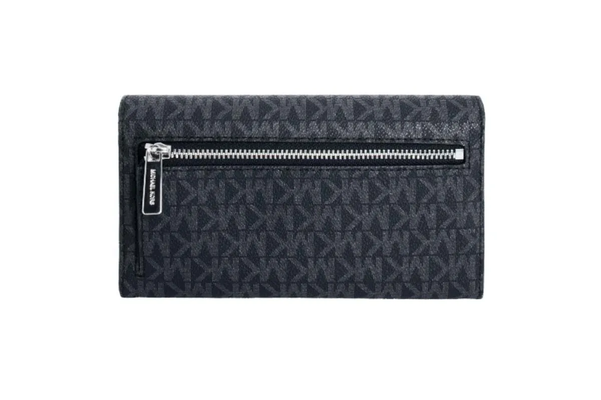 Michael Kors Jet Set - Portafoglio grande da viaggio, pieghevole in tre parti, da donna, PVC nero 2018. (nero) - 35F8STVF3B-001 - immagine 2