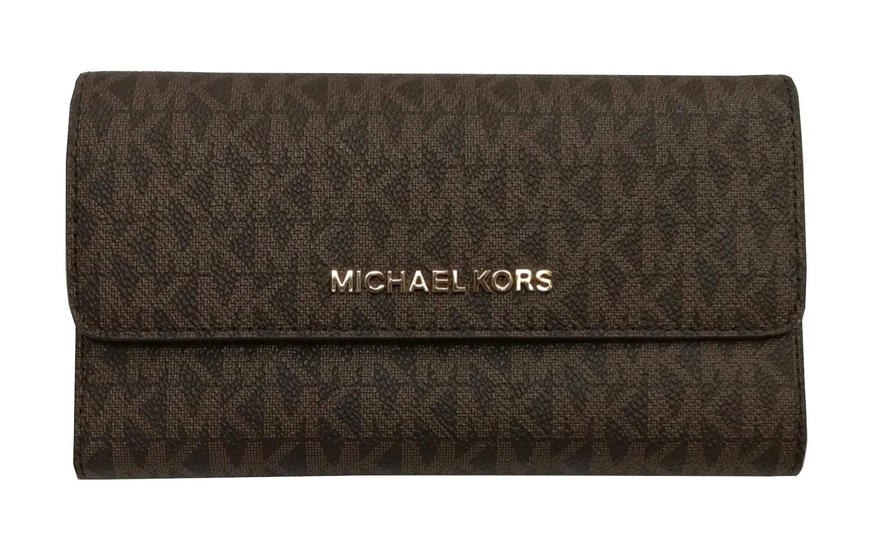 Michael Kors Jet Set - Portafoglio grande da viaggio, pieghevole in tre parti, da donna, (Marrone 2018.), Large - immagine 1