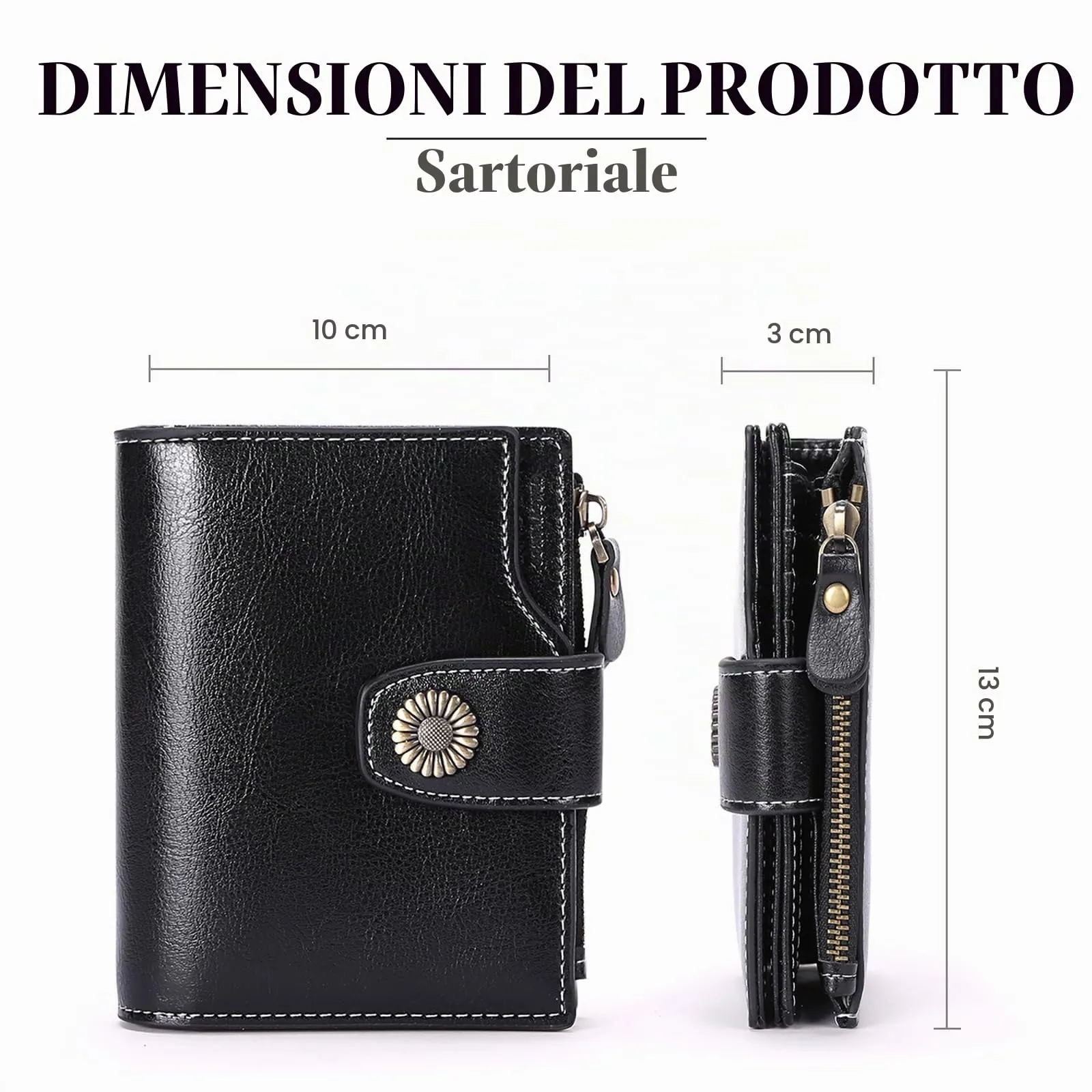 SENDEFN Portafoglio Donna Pelle con Bloccaggio RFID Piccolo Portamonete Donna, 10 Scomparti per Carte con 2 Finestra di Identificazione e 1 Tasca con Cerniera - immagine 3