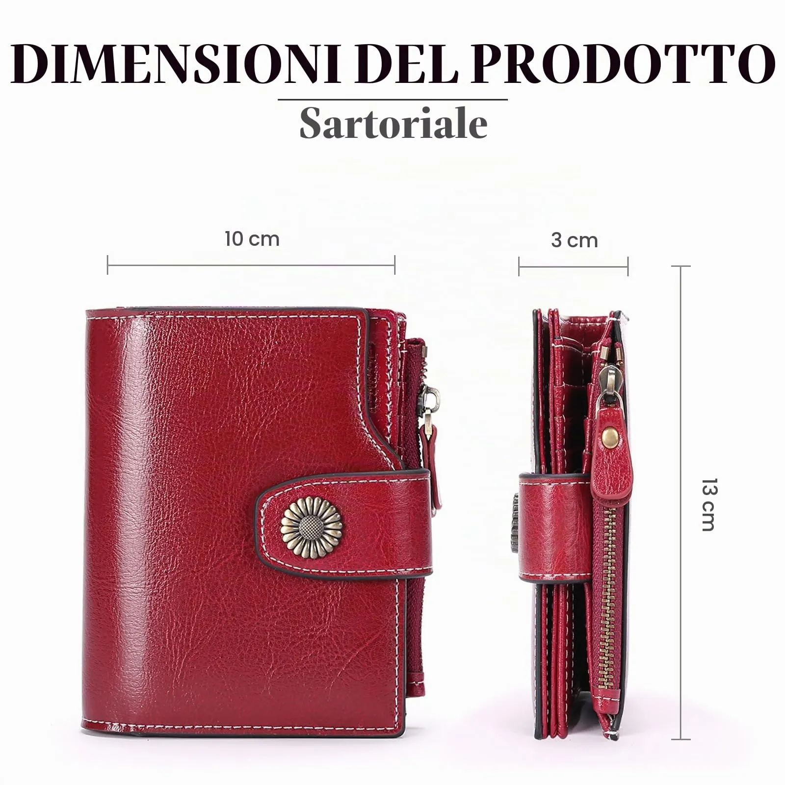 SENDEFN Portafoglio Donna Pelle con Bloccaggio RFID Piccolo Portamonete Donna, 10 Scomparti per Carte con 2 Finestra di Identificazione e 1 Tasca con Cerniera - immagine 3