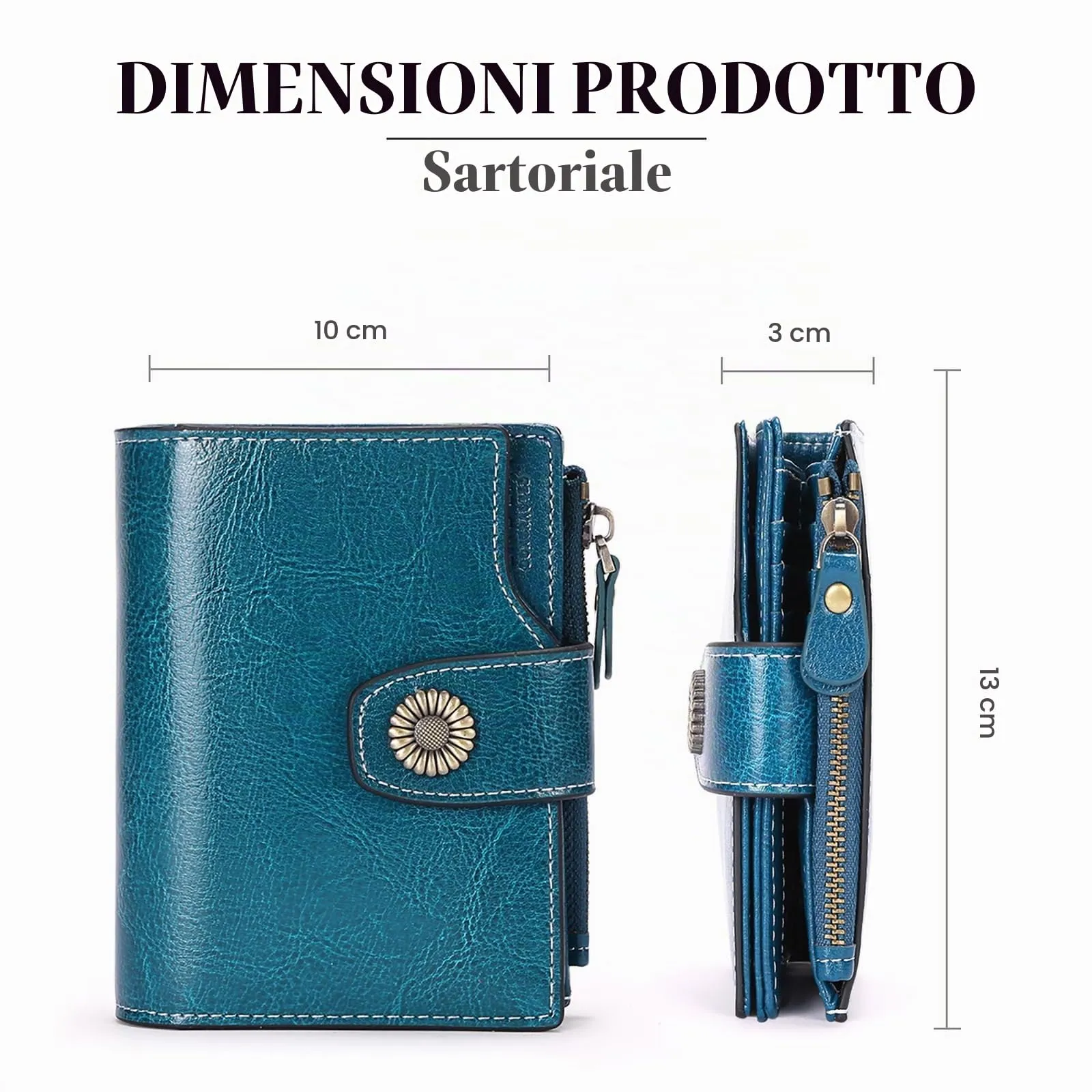 SENDEFN Portafoglio Donna Pelle con Bloccaggio RFID Piccolo Portamonete Donna, 10 Scomparti per Carte con 2 Finestra di Identificazione e 1 Tasca con Cerniera - immagine 2