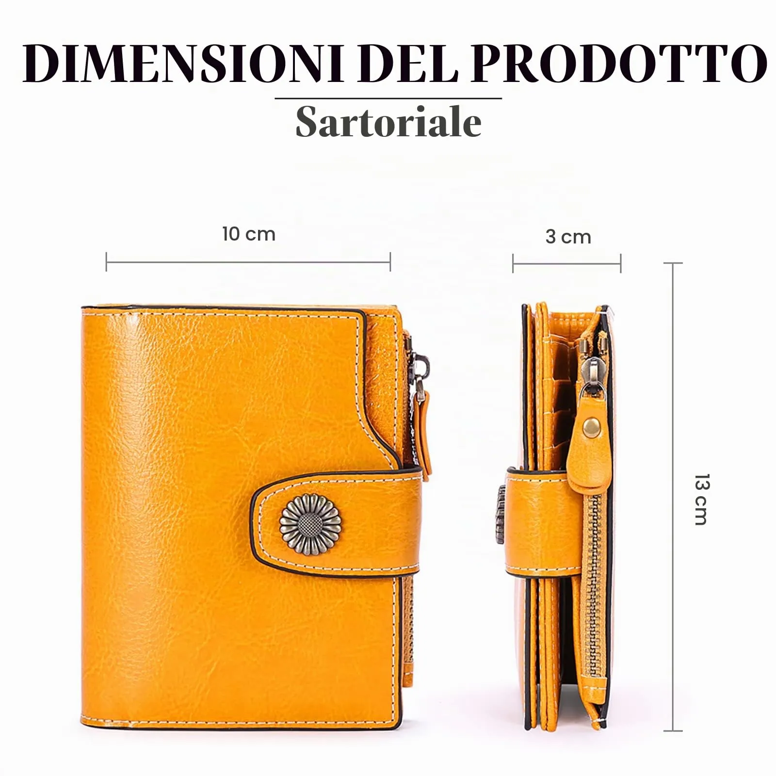 SENDEFN Portafoglio Donna Pelle con Bloccaggio RFID Piccolo Portamonete Donna, 10 Scomparti per Carte con 2 Finestra di Identificazione e 1 Tasca con Cerniera - immagine 3
