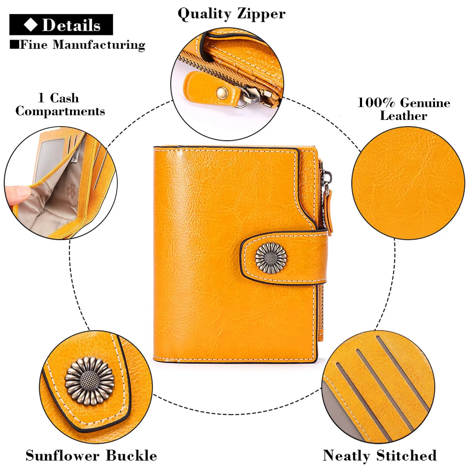 SENDEFN Portafoglio Donna Pelle con Bloccaggio RFID Piccolo Portamonete Donna, 10 Scomparti per Carte con 2 Finestra di Identificazione e 1 Tasca con Cerniera - immagine 7