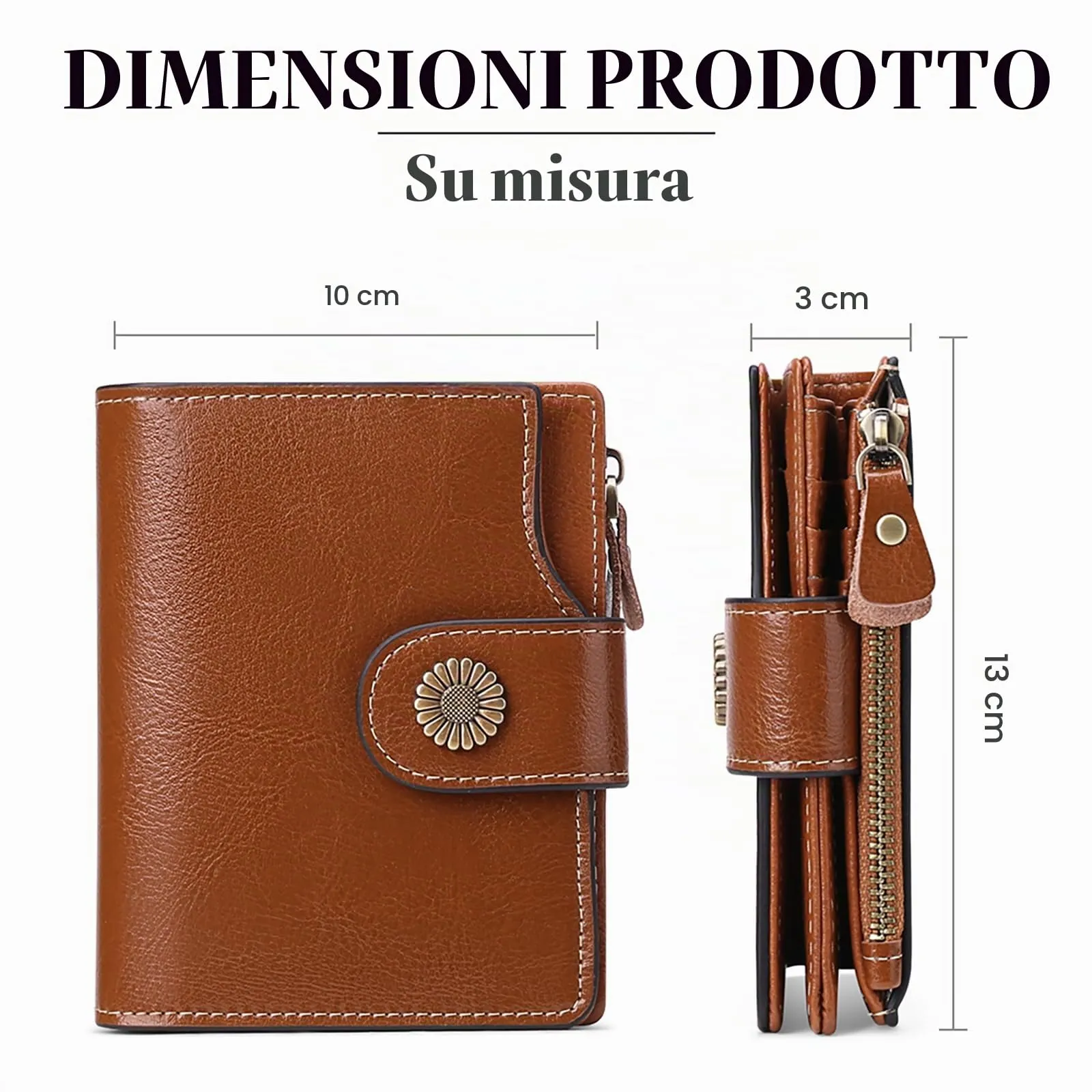 SENDEFN Portafoglio Donna Pelle con Bloccaggio RFID Piccolo Portamonete Donna, 10 Scomparti per Carte con 2 Finestra di Identificazione e 1 Tasca con Cerniera - immagine 3