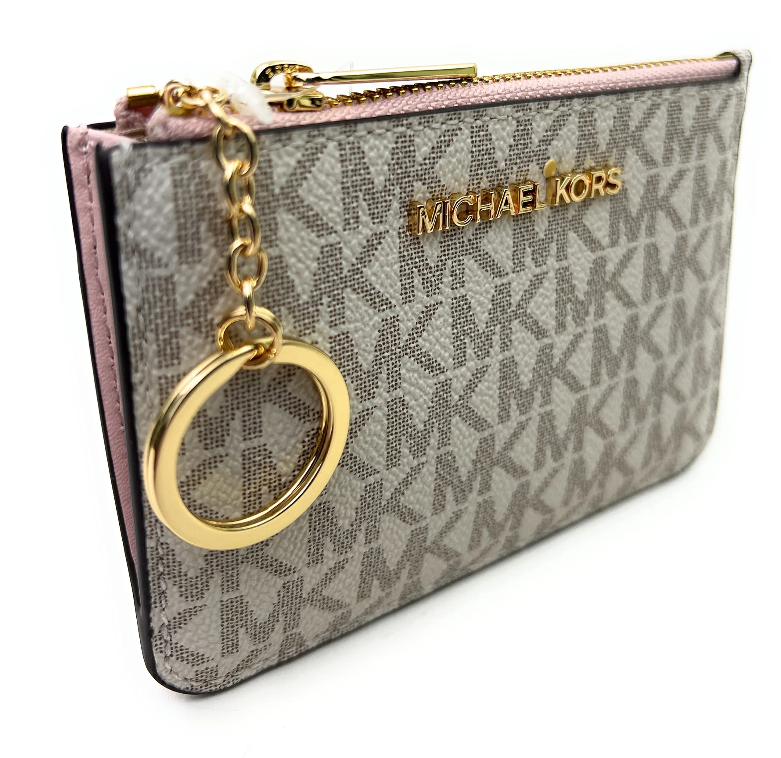 Michael Kors Portachiavi con chiusura a cerniera per carta d'identità (pwder blush multi), Pwder Blush Multi, Classico, Pwder Blush Multi, A1, Classico - immagine 2