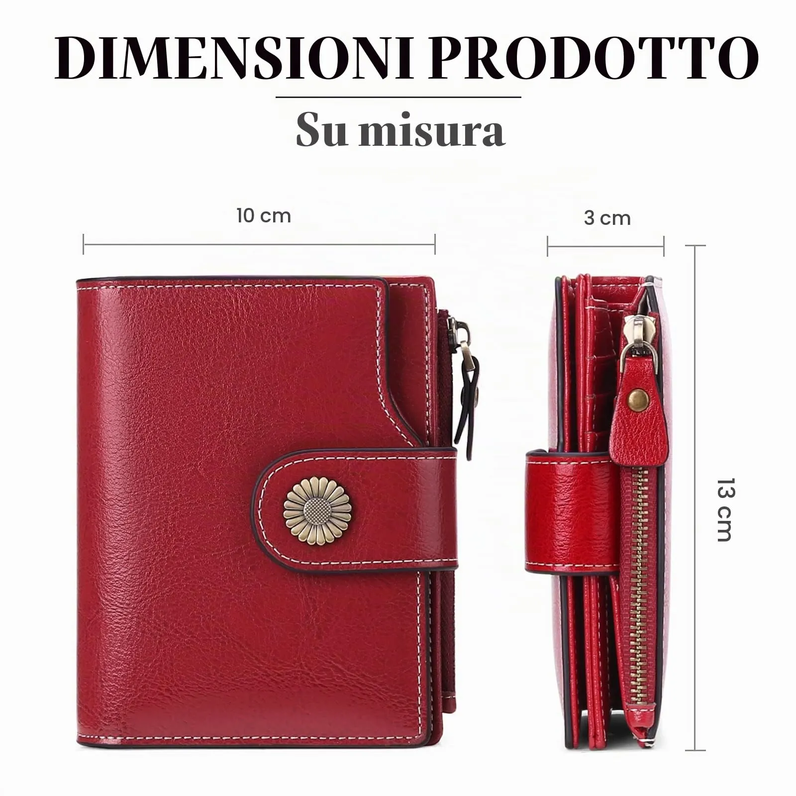 SENDEFN Portafoglio Donna Pelle con Bloccaggio RFID Piccolo Portamonete Donna, 10 Scomparti per Carte con 2 Finestra di Identificazione e 1 Tasca con Cerniera - immagine 3