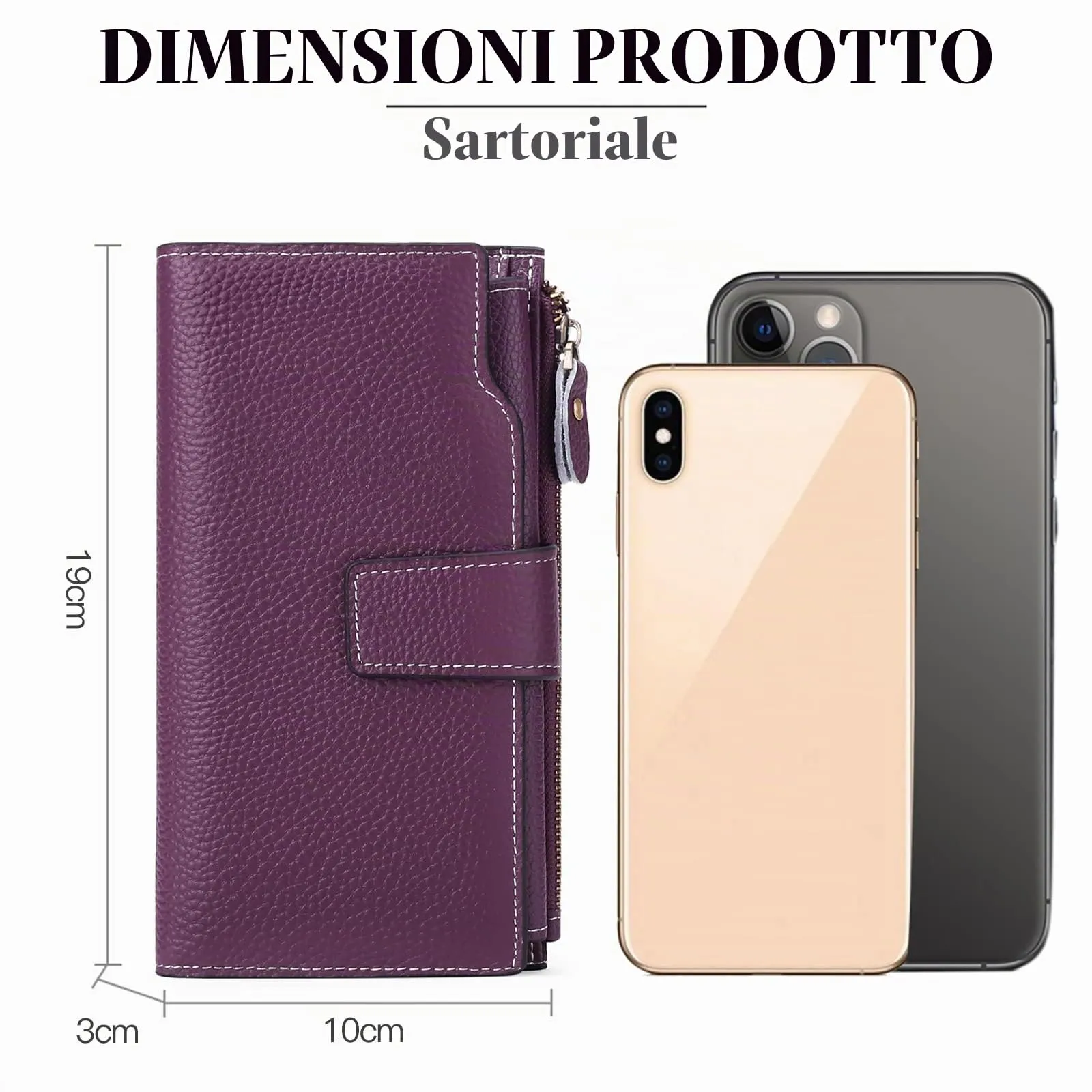 SENDEFN Portafoglio Donna Grande Capacità Pelle RFID Portamonete Donna,con 20 Titolari di Carta Cerniera Portafoglio - immagine 8