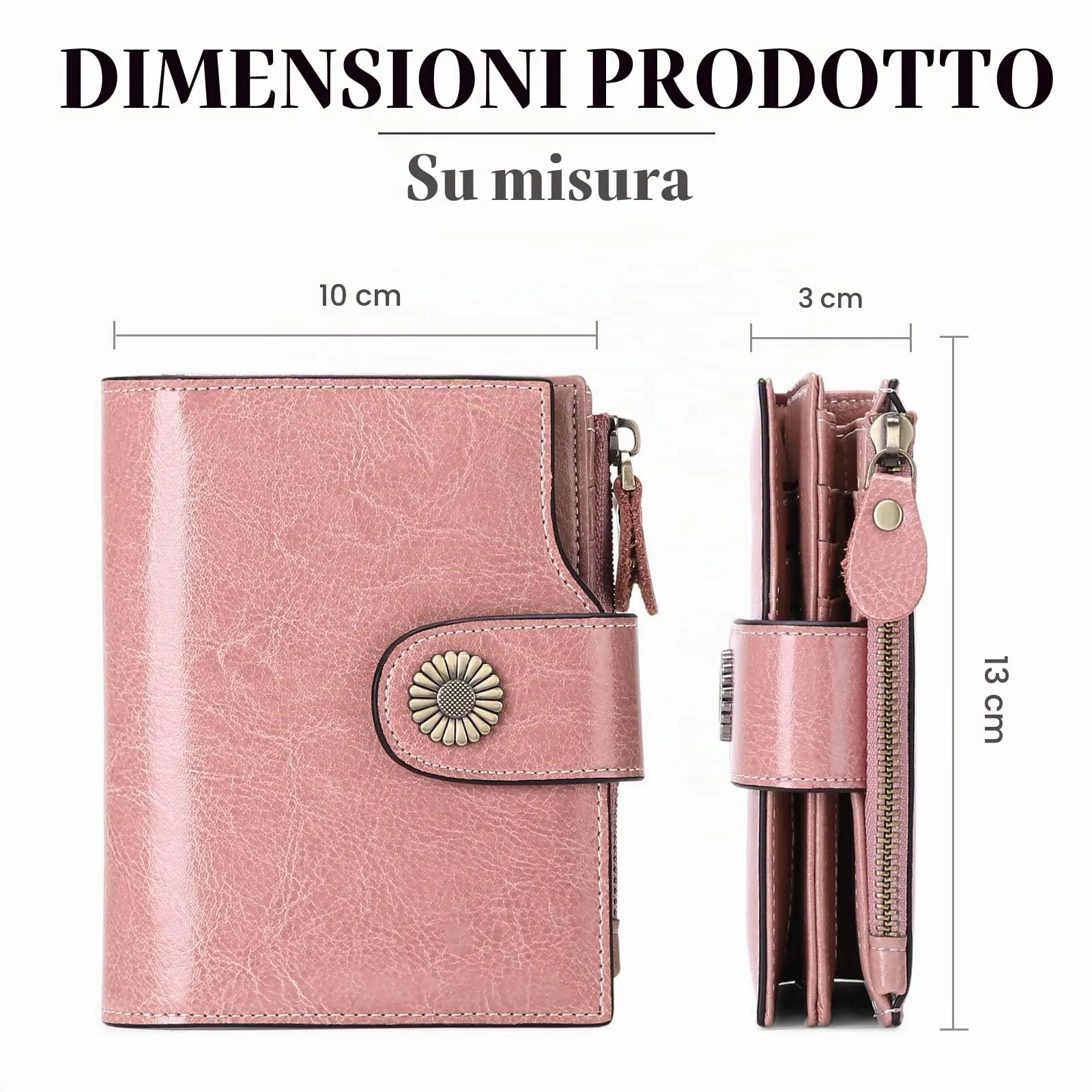 SENDEFN Portafoglio Donna Pelle con Bloccaggio RFID Piccolo Portamonete Donna, 10 Scomparti per Carte con 2 Finestra di Identificazione e 1 Tasca con Cerniera - immagine 3