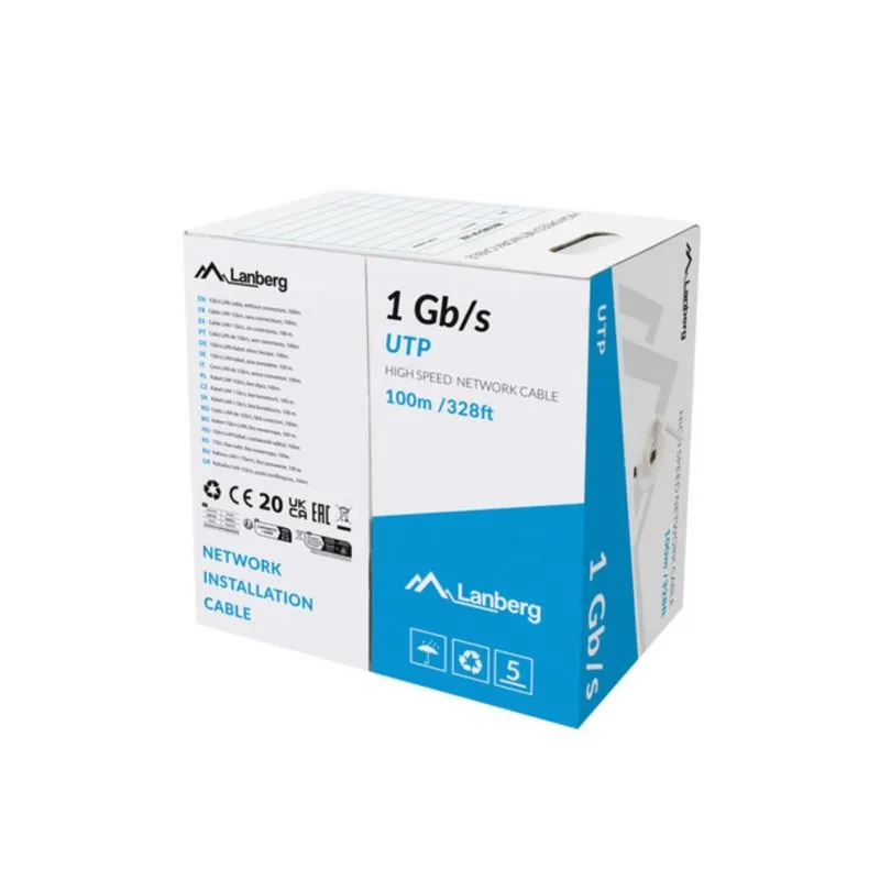 Cavo Lanberg LCU6-10CC-0100-S U/UTP 100 m Grigio Cavo Lanberg LCU6-10CC-0100-S U/UTP 100 m Grigio - immagine 1