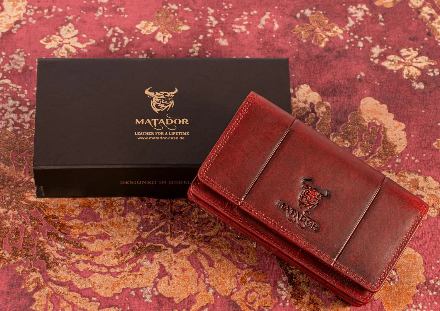 Matador Portafoglio Donna Grande in Vera Pelle RFID, Rosso - immagine 4