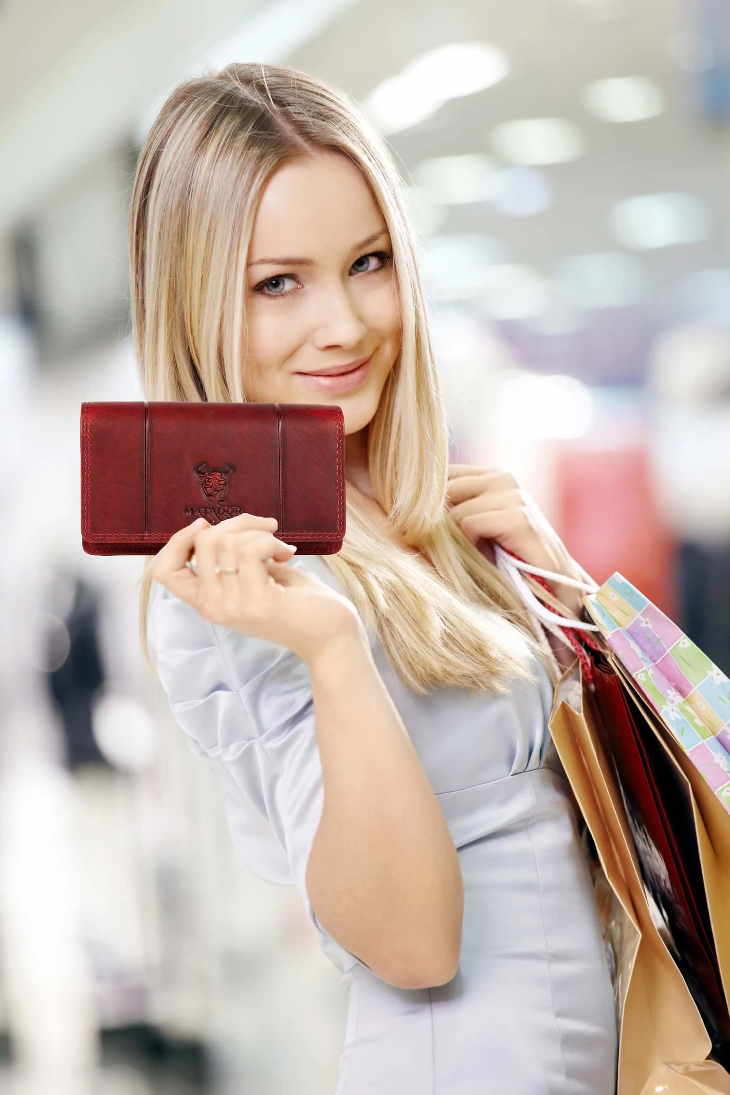 Matador Portafoglio Donna Grande in Vera Pelle RFID, Rosso - immagine 5