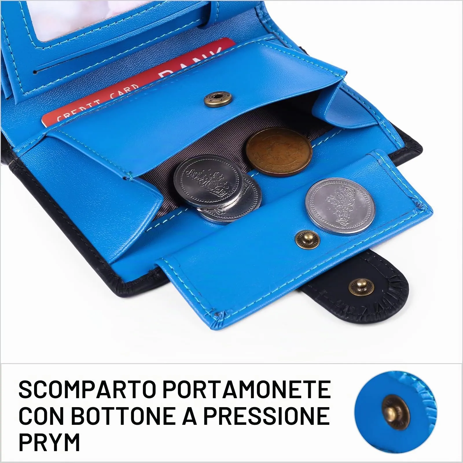 SENFEFN Portafoglio Uomo Trifold Pelle Vegana, Portafogli Uomo Blocco RFID con 18 Porta Carte di Credito, Tasca Portamonete, 2 Scomparti Banconote - immagine 8