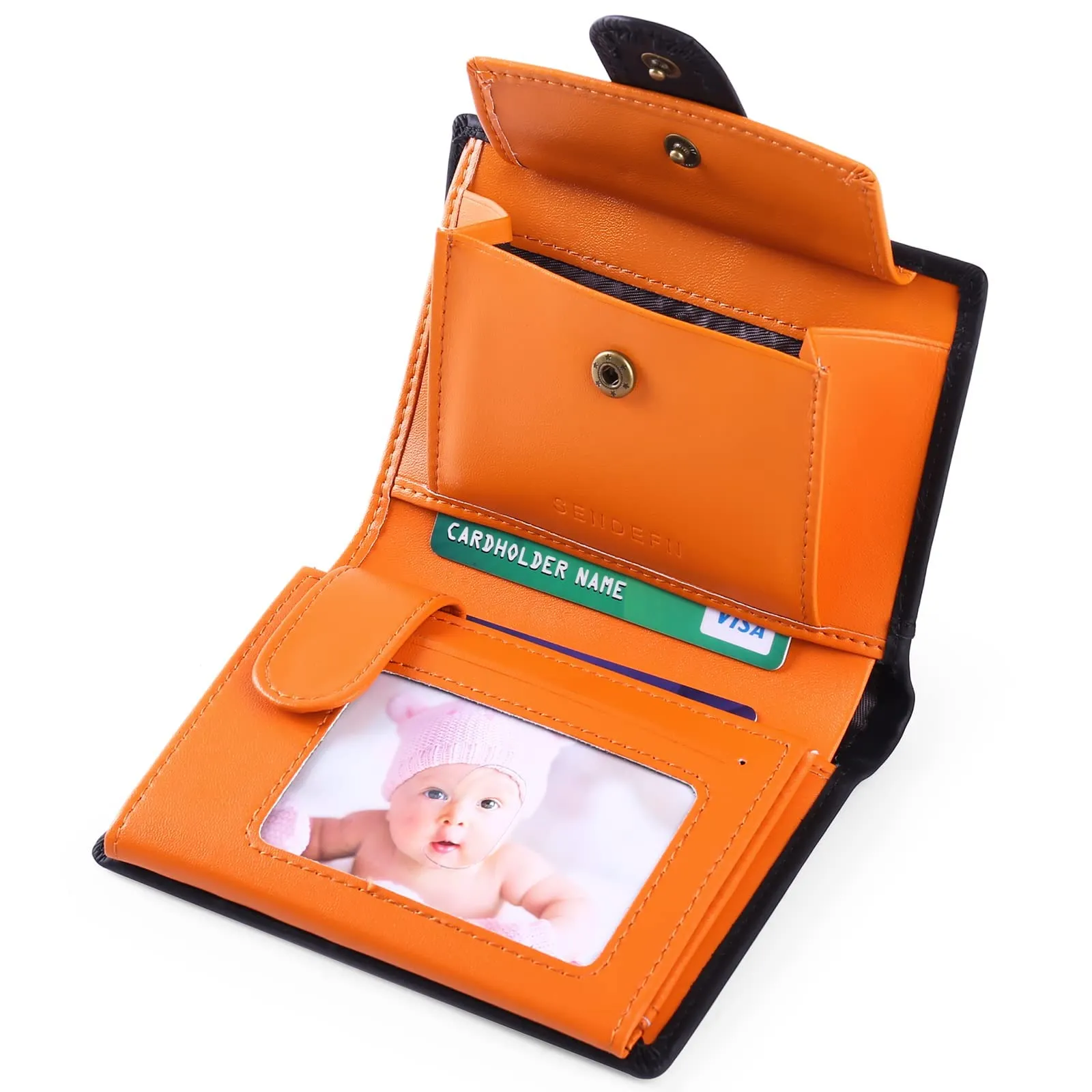 SENFEFN Portafoglio Uomo Trifold Pelle Vegana, Portafogli Uomo Blocco RFID con 18 Porta Carte di Credito, Tasca Portamonete, 2 Scomparti Banconote - immagine 7