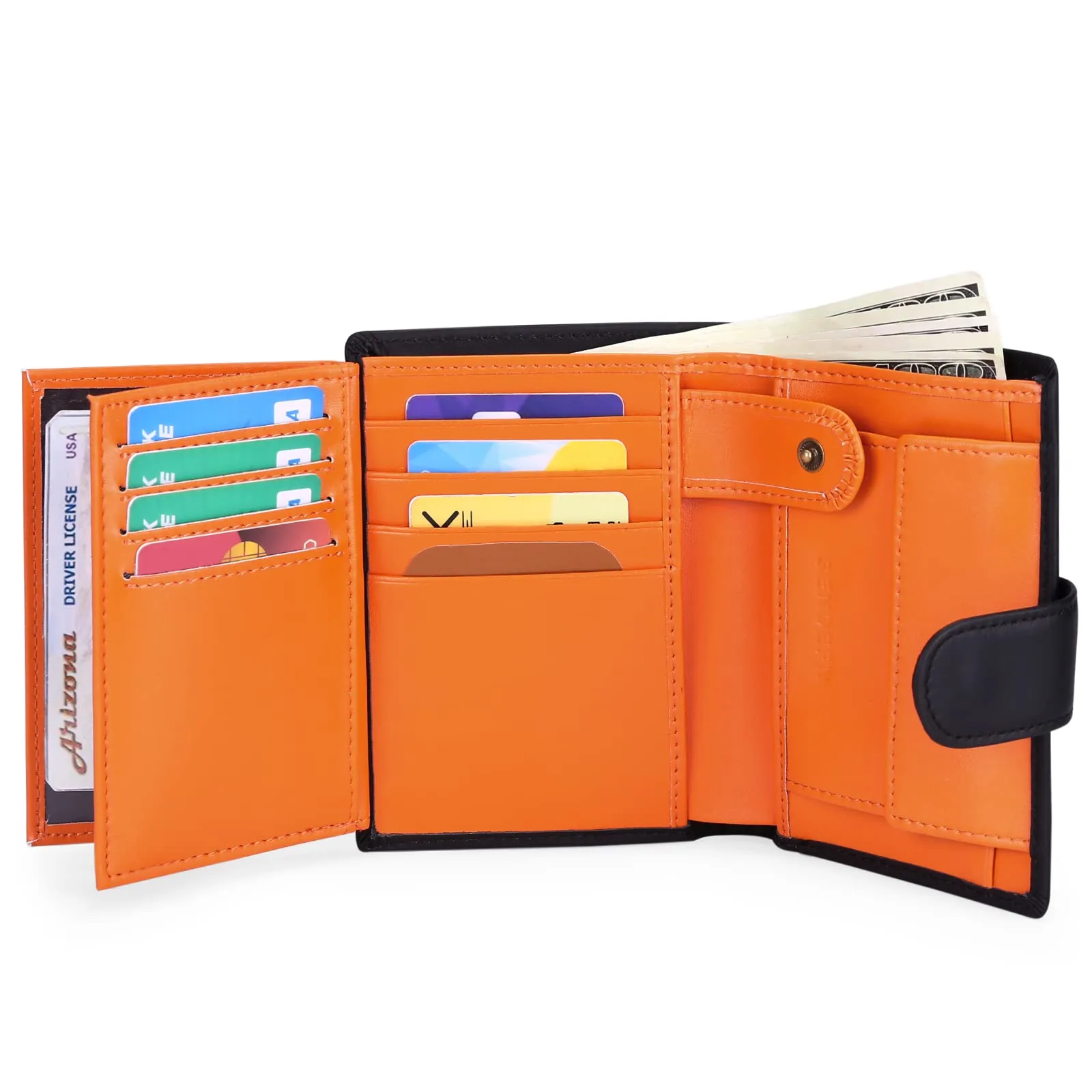 SENFEFN Portafoglio Uomo Trifold Pelle Vegana, Portafogli Uomo Blocco RFID con 18 Porta Carte di Credito, Tasca Portamonete, 2 Scomparti Banconote - immagine 9