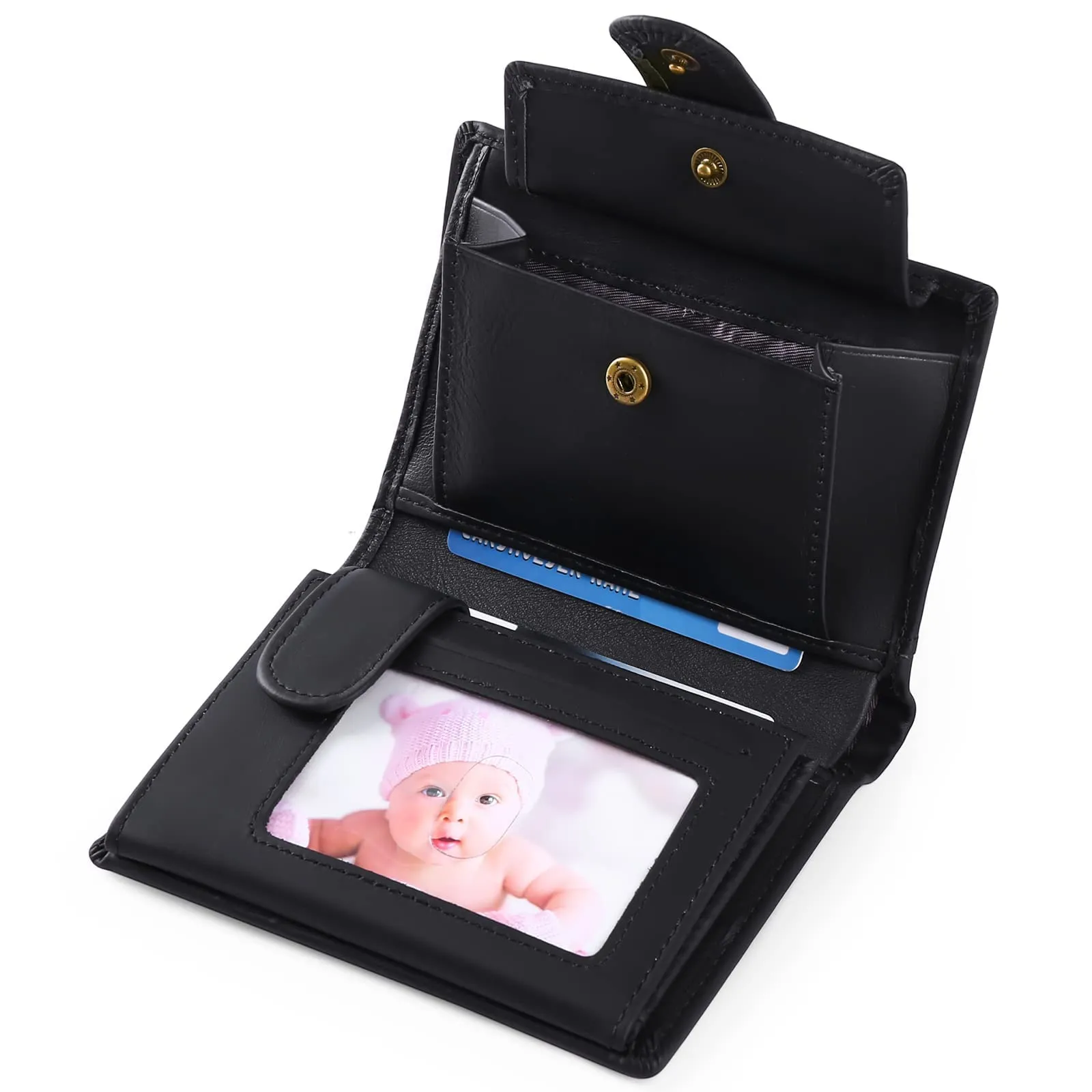 SENFEFN Portafoglio Uomo Trifold Pelle Vegana, Portafogli Uomo Blocco RFID con 18 Porta Carte di Credito, Tasca Portamonete, 2 Scomparti Banconote - immagine 7