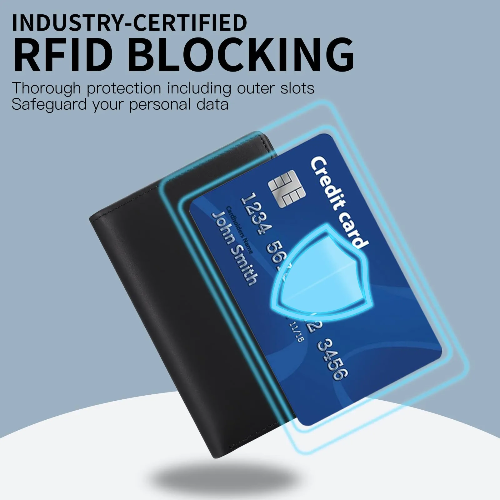 SENFEFN Portafoglio Uomo Trifold Pelle Vegana, Portafogli Uomo Blocco RFID con 18 Porta Carte di Credito, Tasca Portamonete, 2 Scomparti Banconote - immagine 10