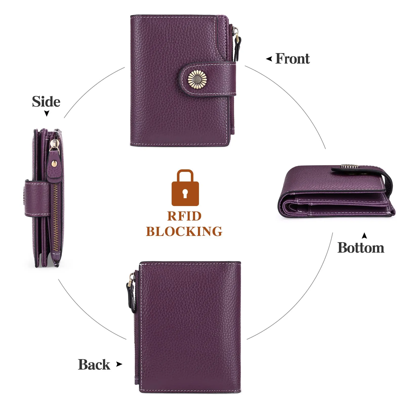 SENDEFN Portafoglio Donna Pelle con Bloccaggio RFID Piccolo Portamonete Donna, 10 Scomparti per Carte con 2 Finestra di Identificazione e 1 Tasca con Cerniera - immagine 4