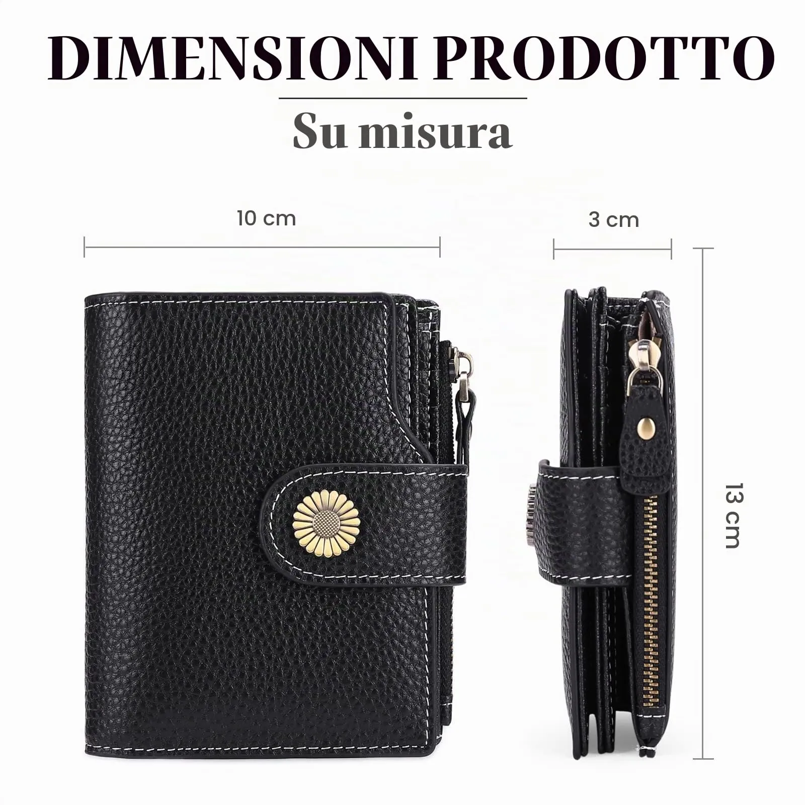 SENDEFN Portafoglio Donna Pelle con Bloccaggio RFID Piccolo Portamonete Donna, 10 Scomparti per Carte con 2 Finestra di Identificazione e 1 Tasca con Cerniera - immagine 3