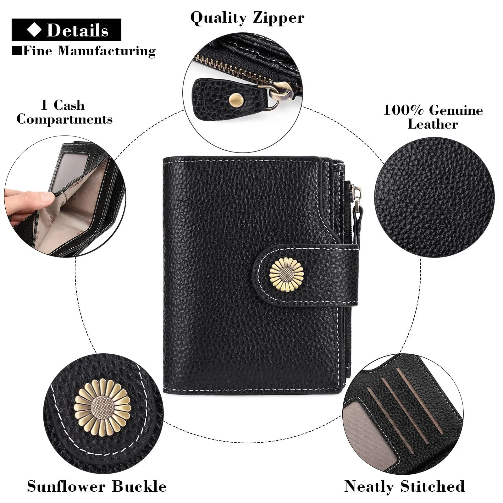 SENDEFN Portafoglio Donna Pelle con Bloccaggio RFID Piccolo Portamonete Donna, 10 Scomparti per Carte con 2 Finestra di Identificazione e 1 Tasca con Cerniera - immagine 8