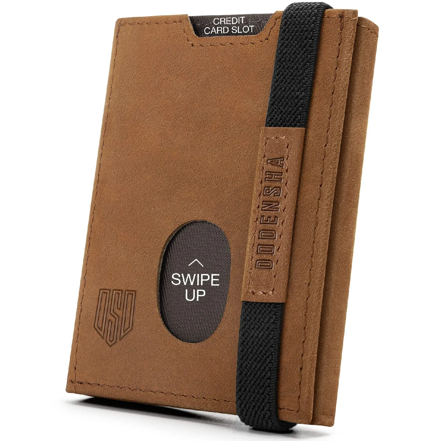 DODENSHA, Portafoglio sottile, in vera pelle, minimalista, da uomo, con blocco RFID, tripla piegatura, 10 scomparti per carte e 2 per banconote, finestra documento, portamonete, con confezione regalo, - immagine 1