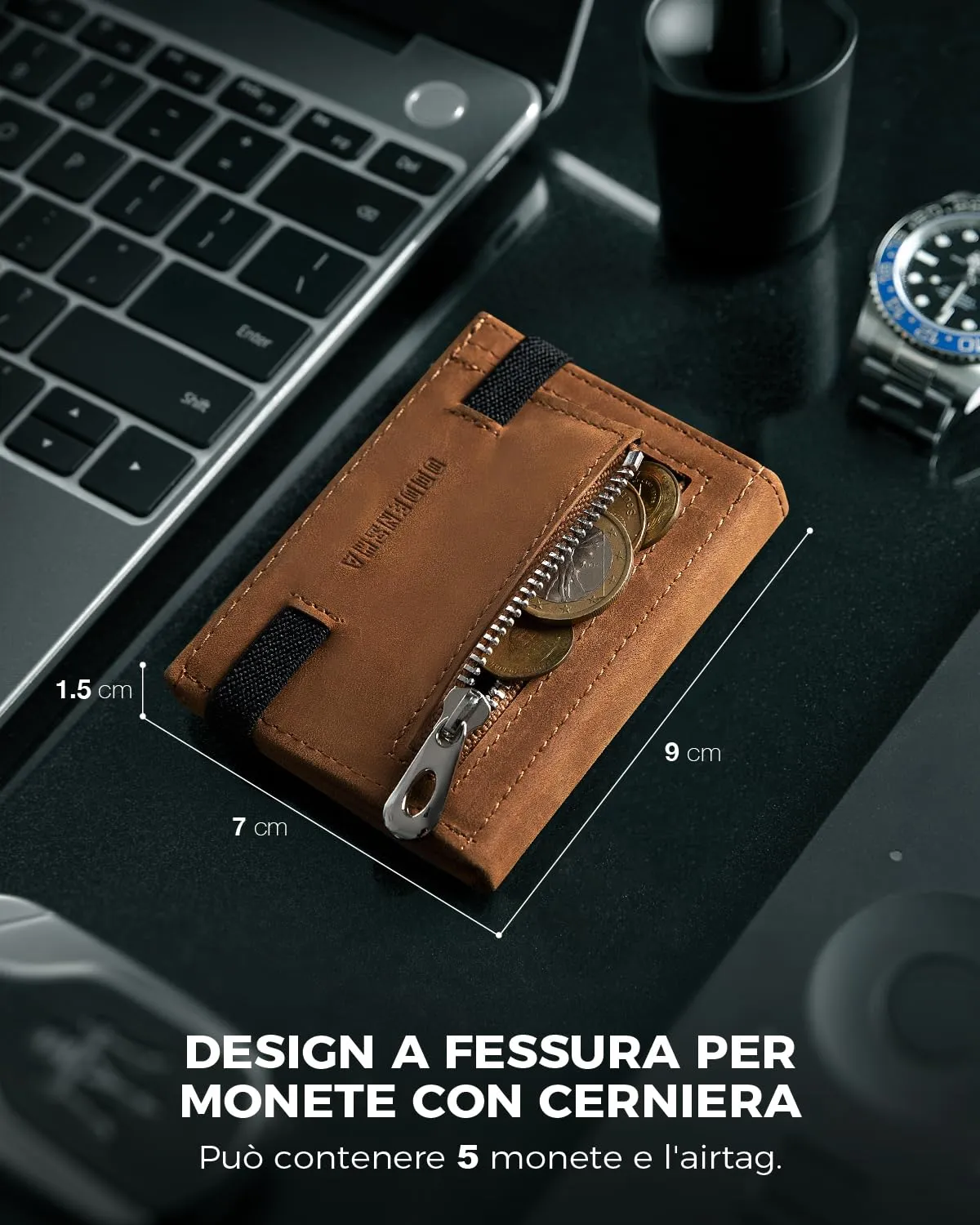 DODENSHA, Portafoglio sottile, in vera pelle, minimalista, da uomo, con blocco RFID, tripla piegatura, 10 scomparti per carte e 2 per banconote, finestra documento, portamonete, con confezione regalo, - immagine 3