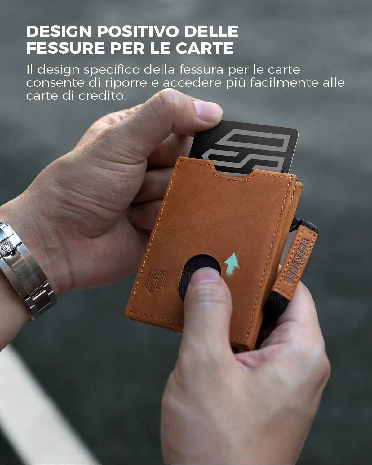 DODENSHA, Portafoglio sottile, in vera pelle, minimalista, da uomo, con blocco RFID, tripla piegatura, 10 scomparti per carte e 2 per banconote, finestra documento, portamonete, con confezione regalo, - immagine 4