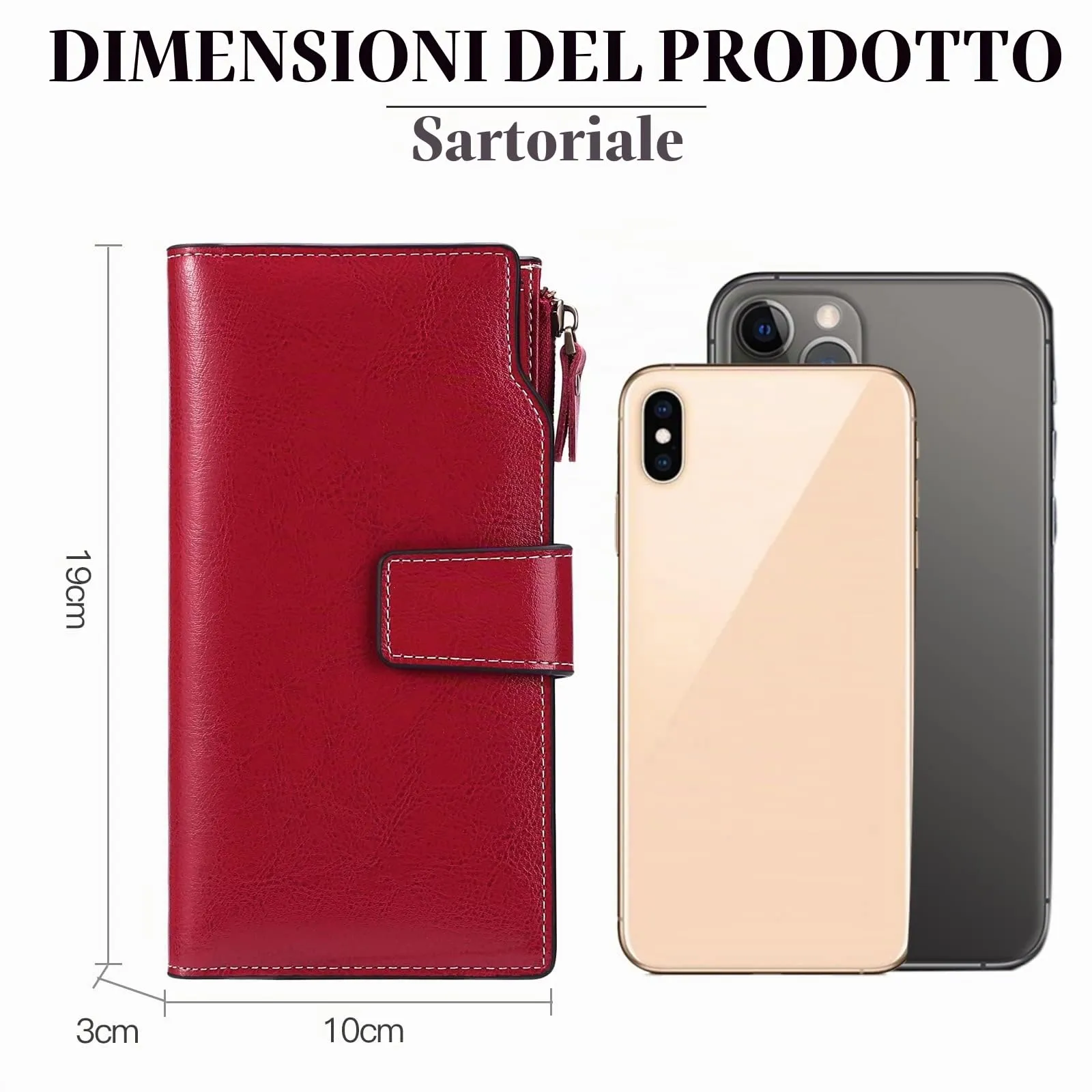 SENDEFN Portafoglio Donna Grande Capacità Pelle RFID Portamonete Donna,con 20 Titolari di Carta Cerniera Portafoglio - immagine 6
