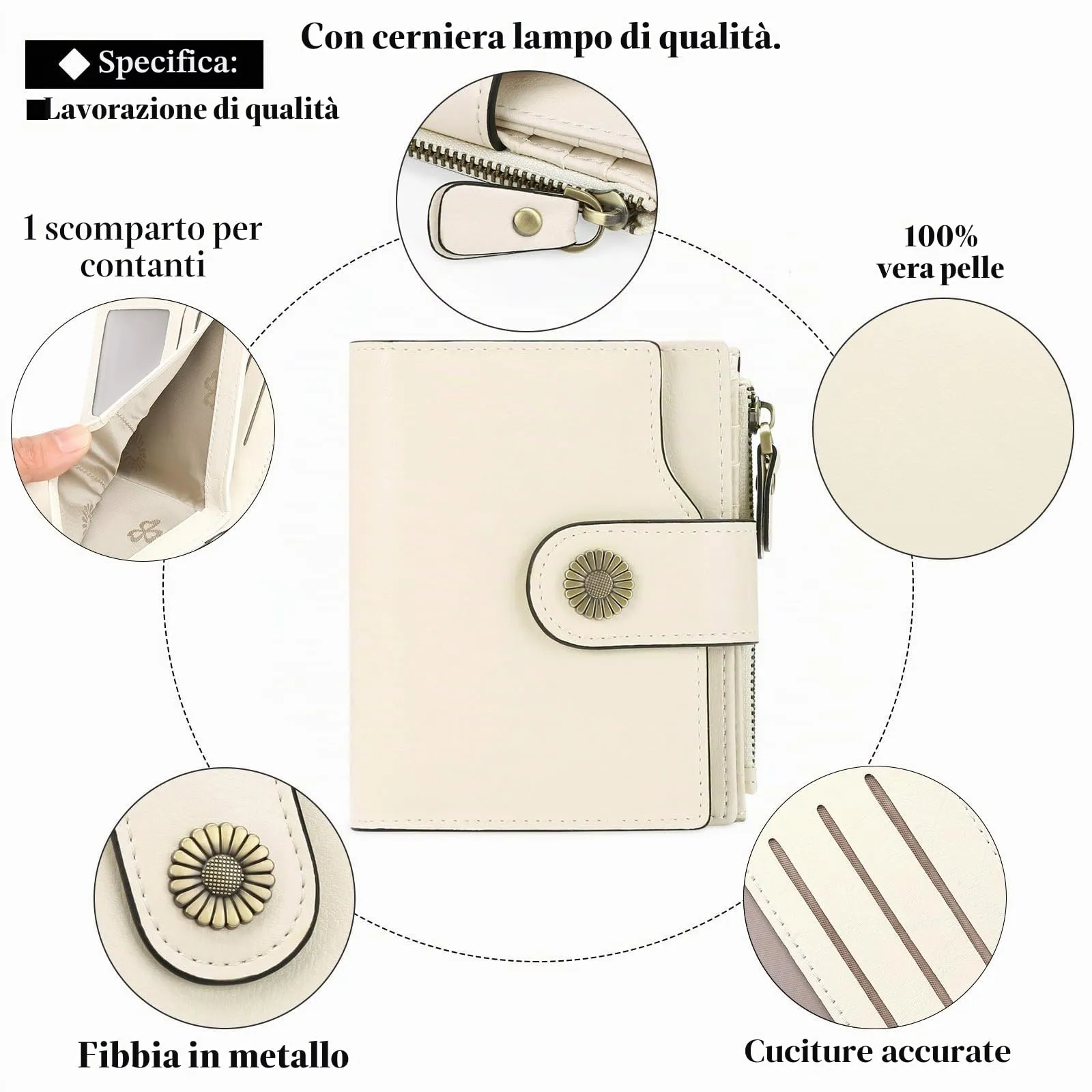 SENDEFN Portafoglio Donna Pelle con Bloccaggio RFID Piccolo Portamonete Donna, 10 Scomparti per Carte con 2 Finestra di Identificazione e 1 Tasca con Cerniera - immagine 6