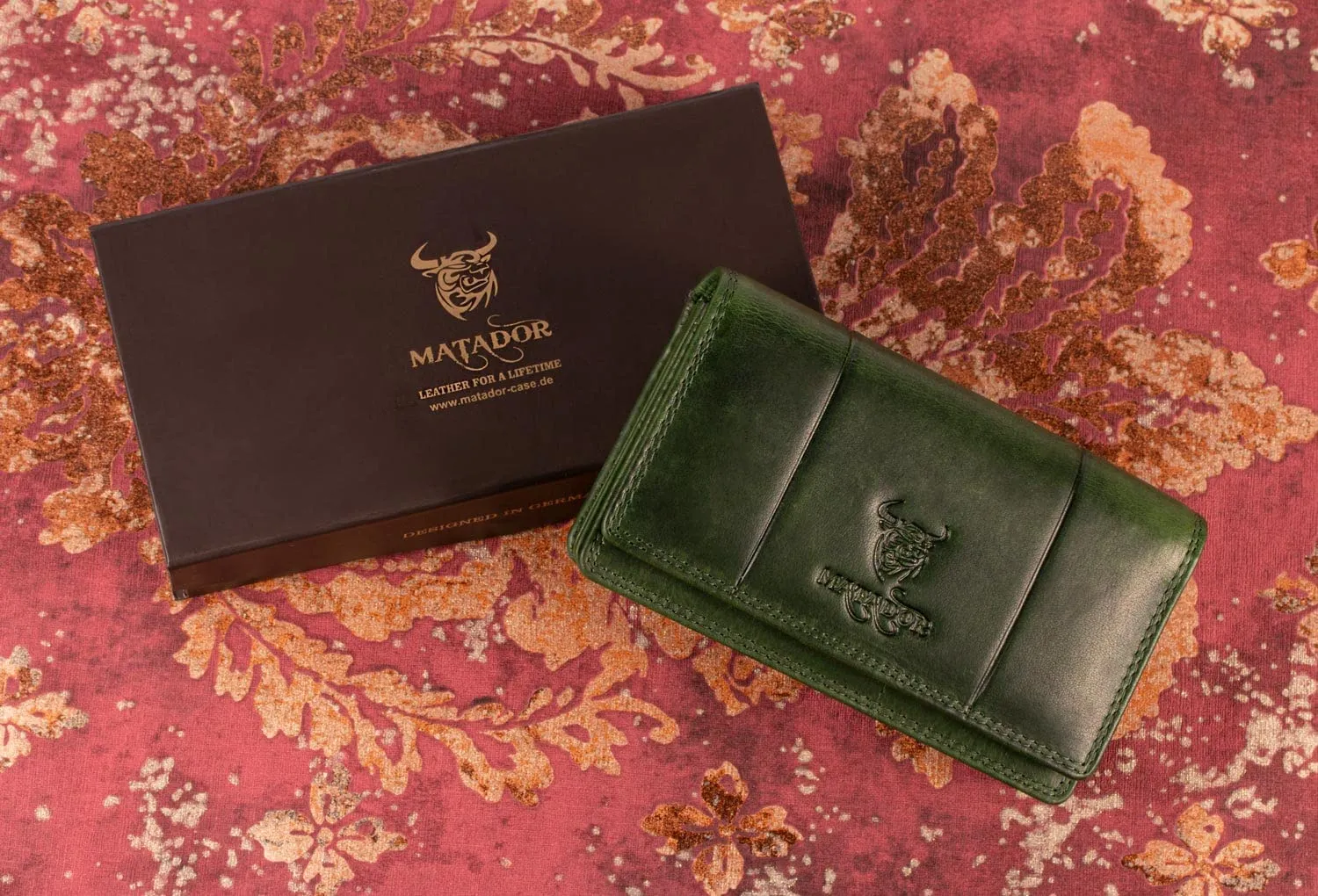 Matador Portafoglio Donna Grande in Vera Pelle RFID, Verde Scuro - immagine 4