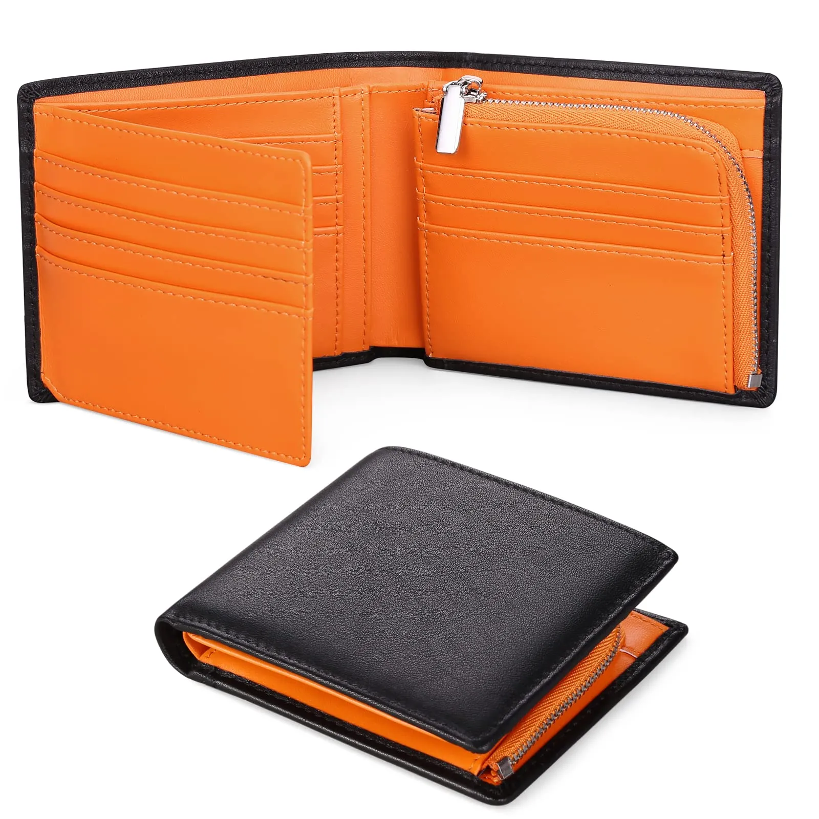 SENDEFN Portafoglio Uomo Vera Pelle, Portafoglio bi-Fold Uomo Portamonete, Blocco RFID Portafoglio per Uomo Con 15 Porta Carte di Credito - immagine 1