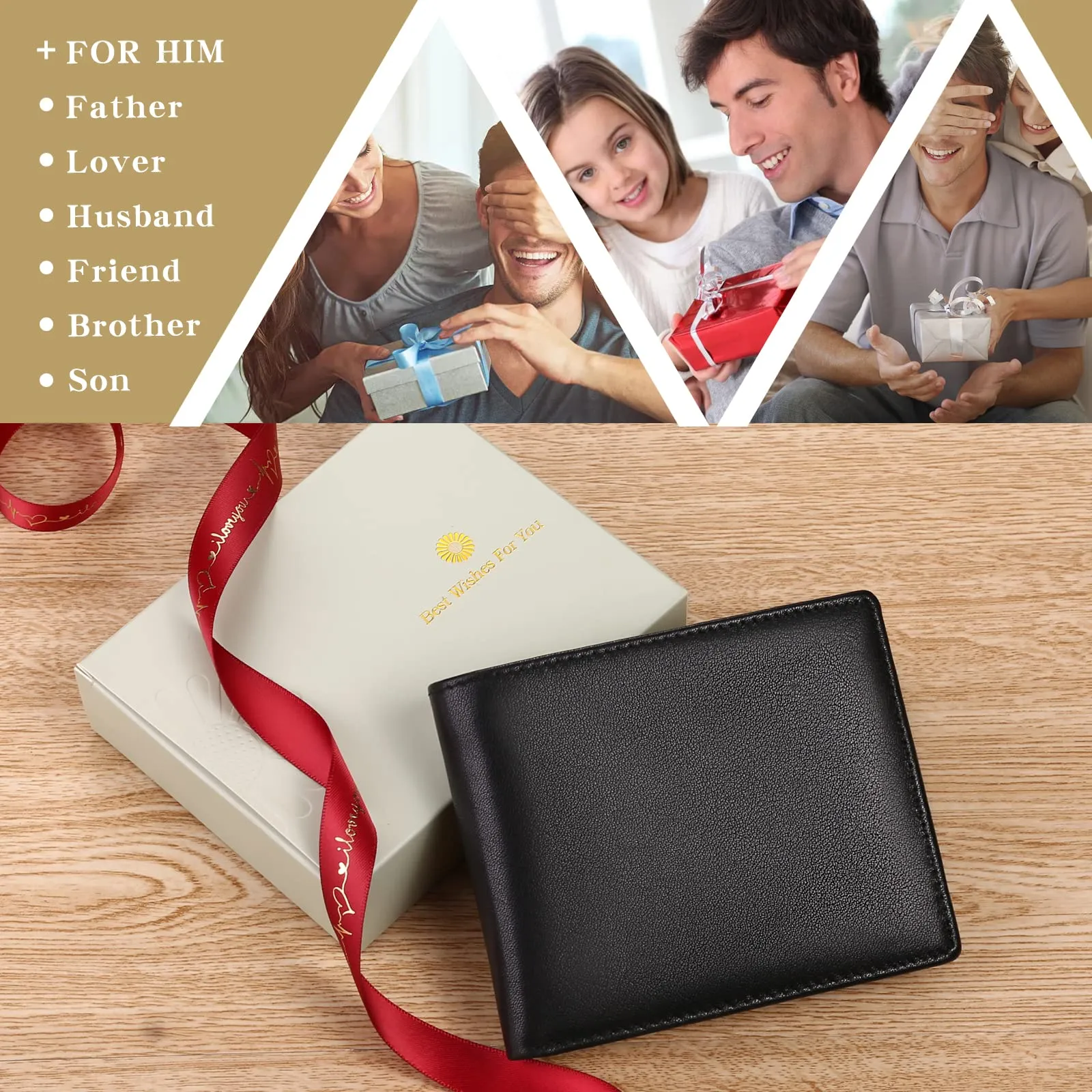 SENDEFN Portafoglio Uomo Vera Pelle, Portafoglio bi-Fold Uomo Portamonete, Blocco RFID Portafoglio per Uomo Con 15 Porta Carte di Credito - immagine 10