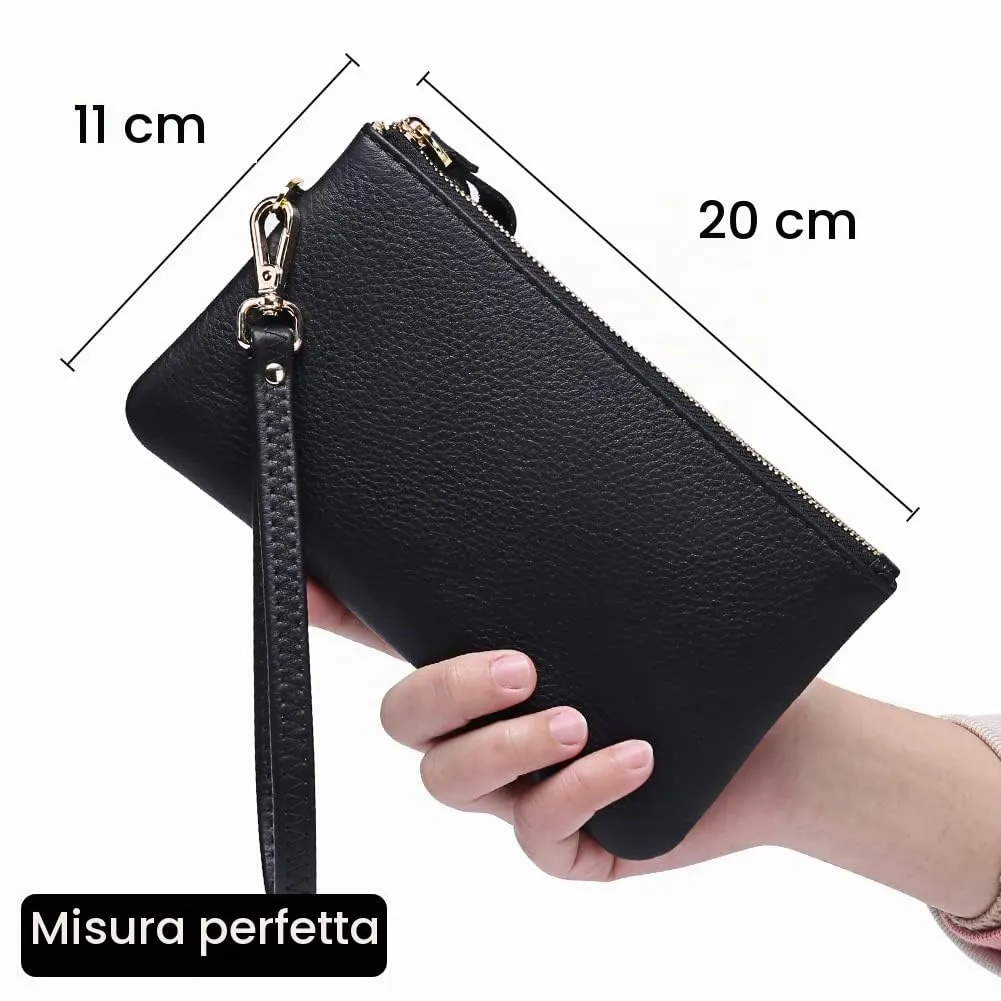 SENDEFN Pochette Donna Borsetta Piccola Portafoglio con Cinturino Da Polso Blocco Rfid Borse Clutch - immagine 2