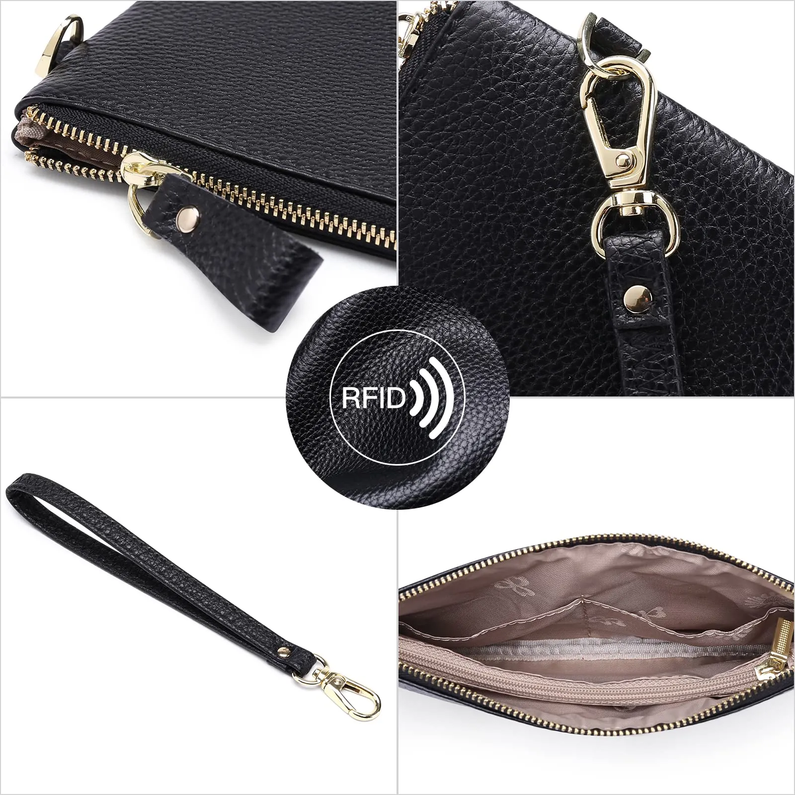 SENDEFN Pochette Donna Borsetta Piccola Portafoglio con Cinturino Da Polso Blocco Rfid Borse Clutch - immagine 3