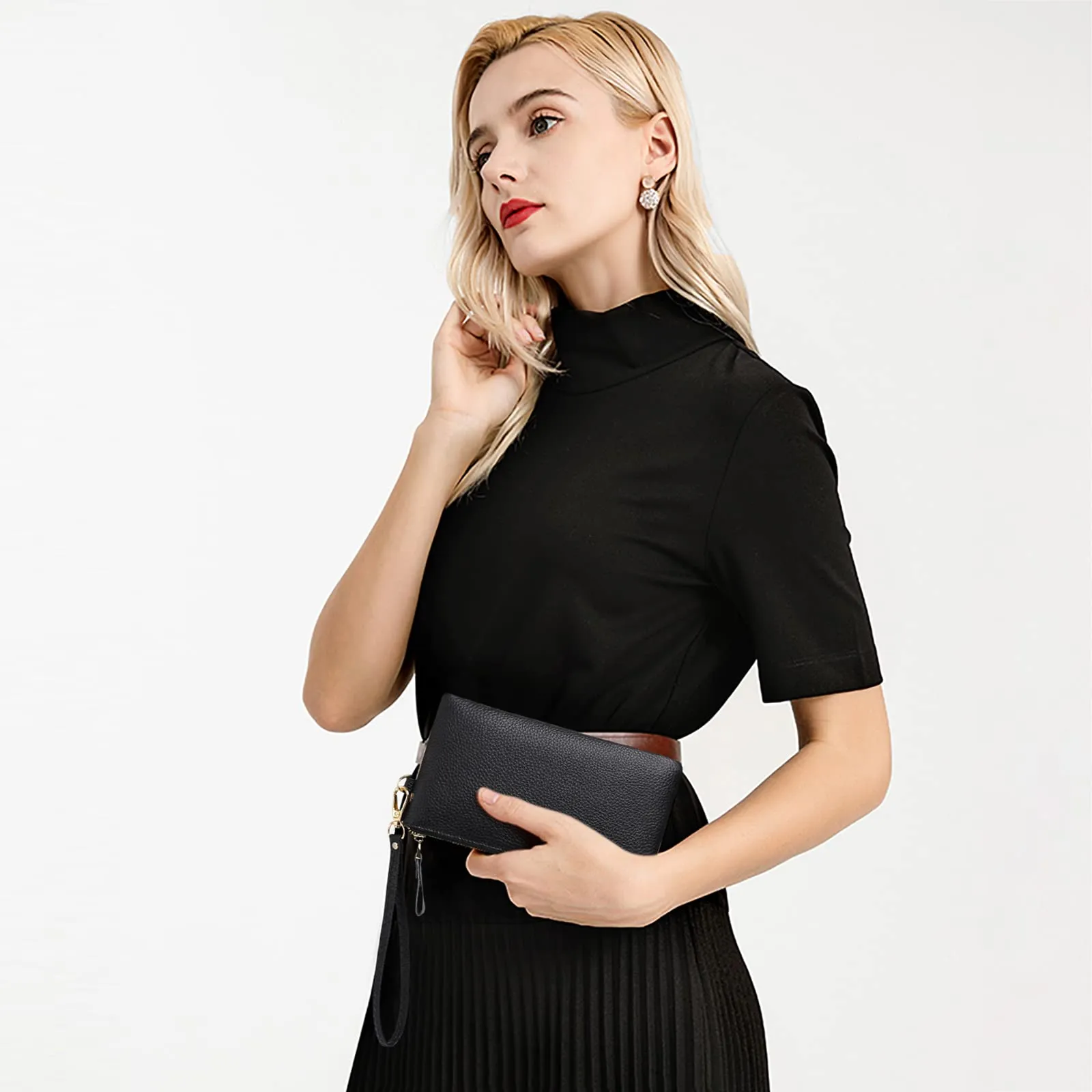 SENDEFN Pochette Donna Borsetta Piccola Portafoglio con Cinturino Da Polso Blocco Rfid Borse Clutch - immagine 6