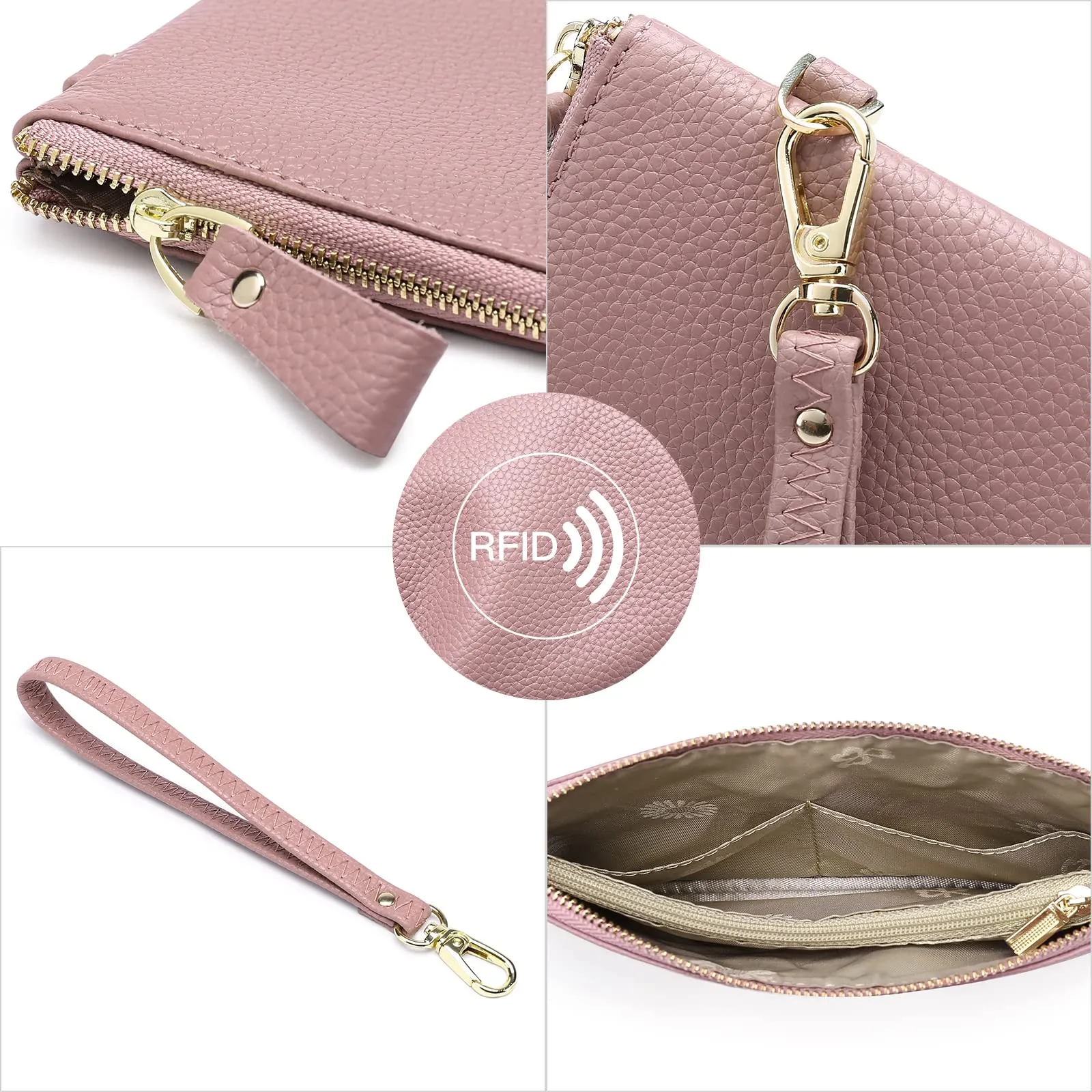 SENDEFN Pochette Donna Borsetta Piccola Portafoglio con Cinturino Da Polso Blocco Rfid Borse Clutch - immagine 3