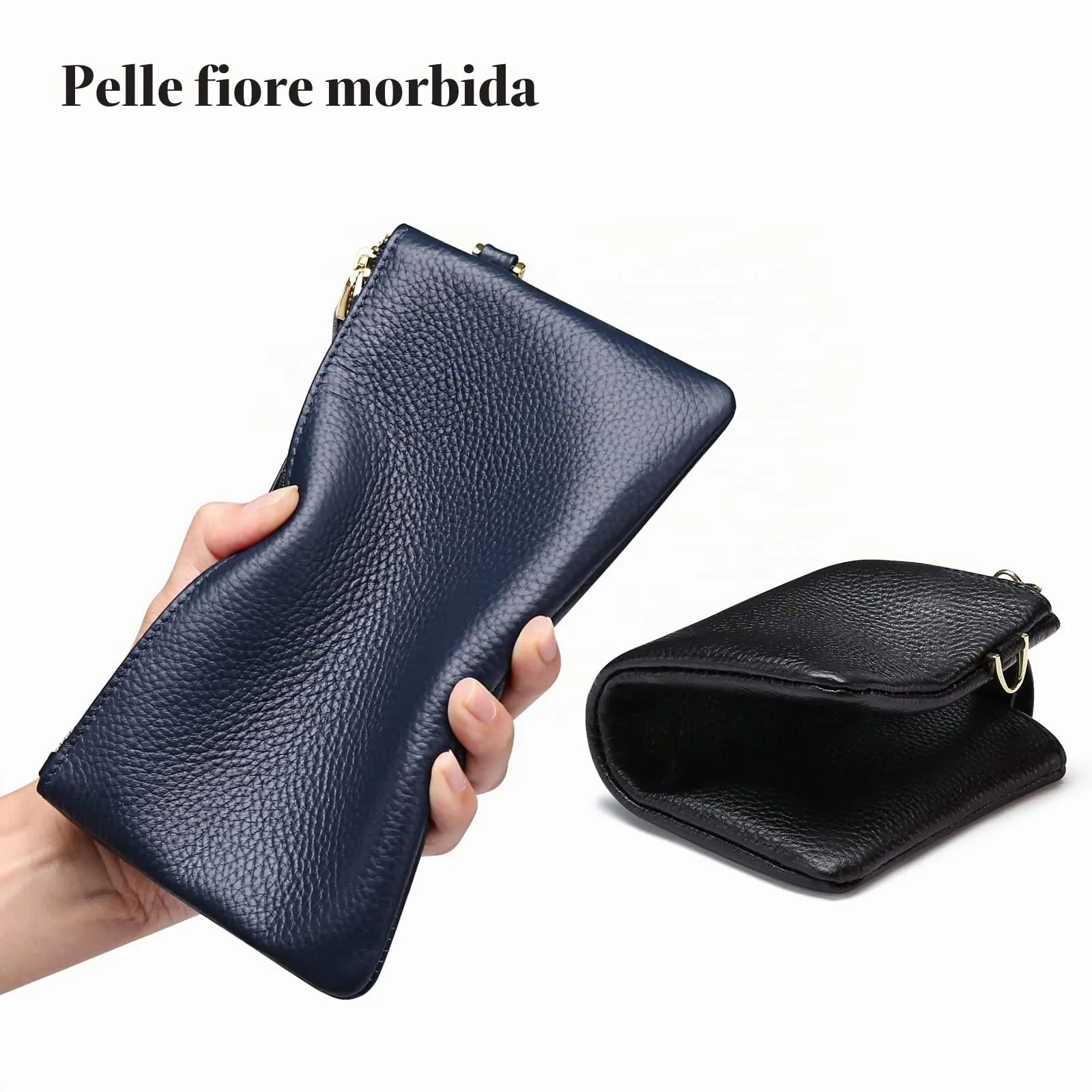 SENDEFN Pochette Donna Borsetta Piccola Portafoglio con Cinturino Da Polso Blocco Rfid Borse Clutch - immagine 2
