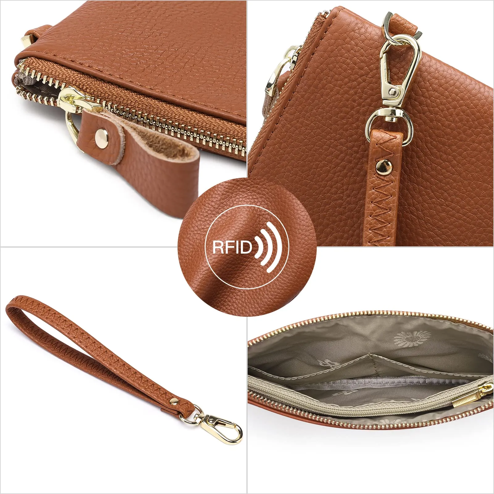 SENDEFN Pochette Donna Borsetta Piccola Portafoglio con Cinturino Da Polso Blocco Rfid Borse Clutch - immagine 2