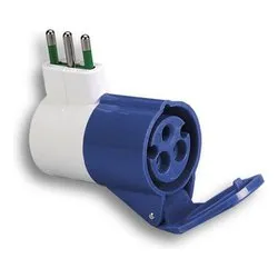 Adattatore 1 presa 2P+T 16A CEE Blu e Bianco 73000 - immagine 1