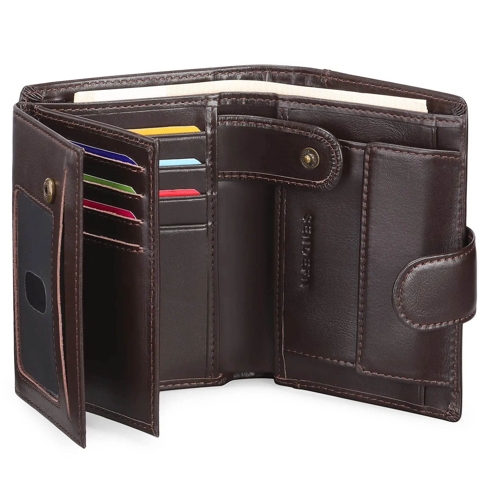 SENFEFN Portafoglio Uomo Trifold Pelle Vegana, Portafogli Uomo Blocco RFID con 18 Porta Carte di Credito, Tasca Portamonete, 2 Scomparti Banconote - immagine 1