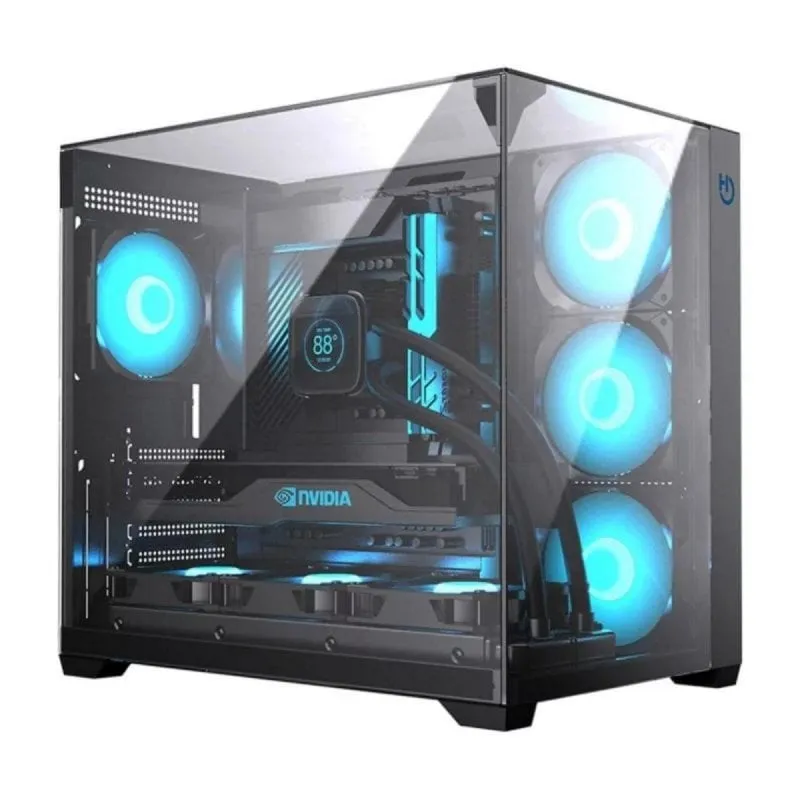 Case Semitorre Hiditec SKY Triplo Vetro Temperato ARGB USB Type-C - immagine 1